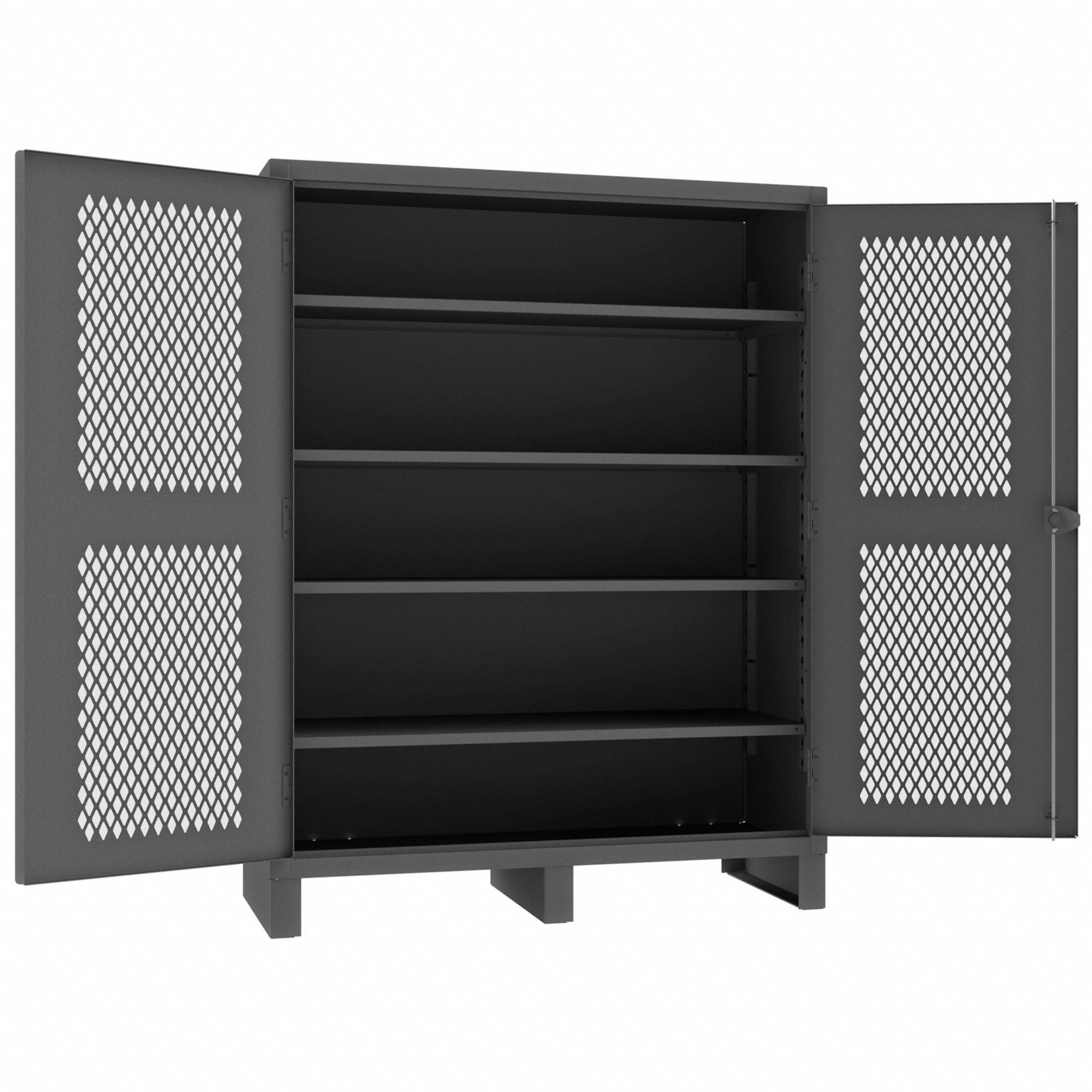 STORAGE CABINET, 60 X 24 X 78 IN, 4 ADJUSTABLE SHELVES, SWING HANDLE & PADLOCK HASP, LEGS