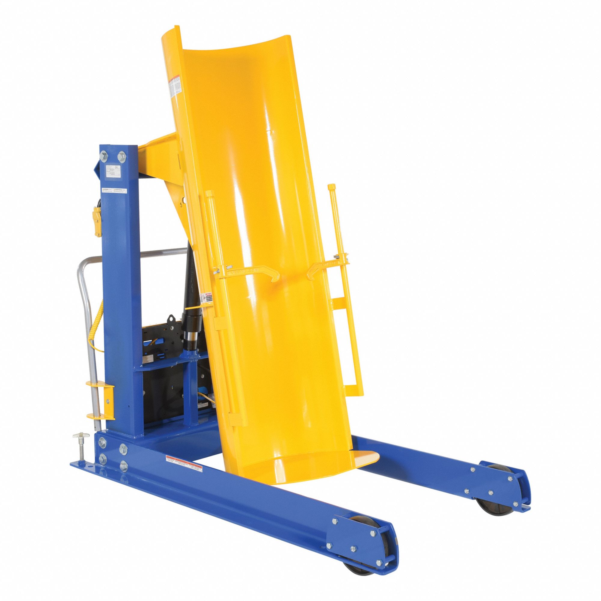 Drum Dumper: Steel, Casters, 1, 000 lb Wt Capacity, Fiber/Metal/Plastic, Hydraulic, 115V AC