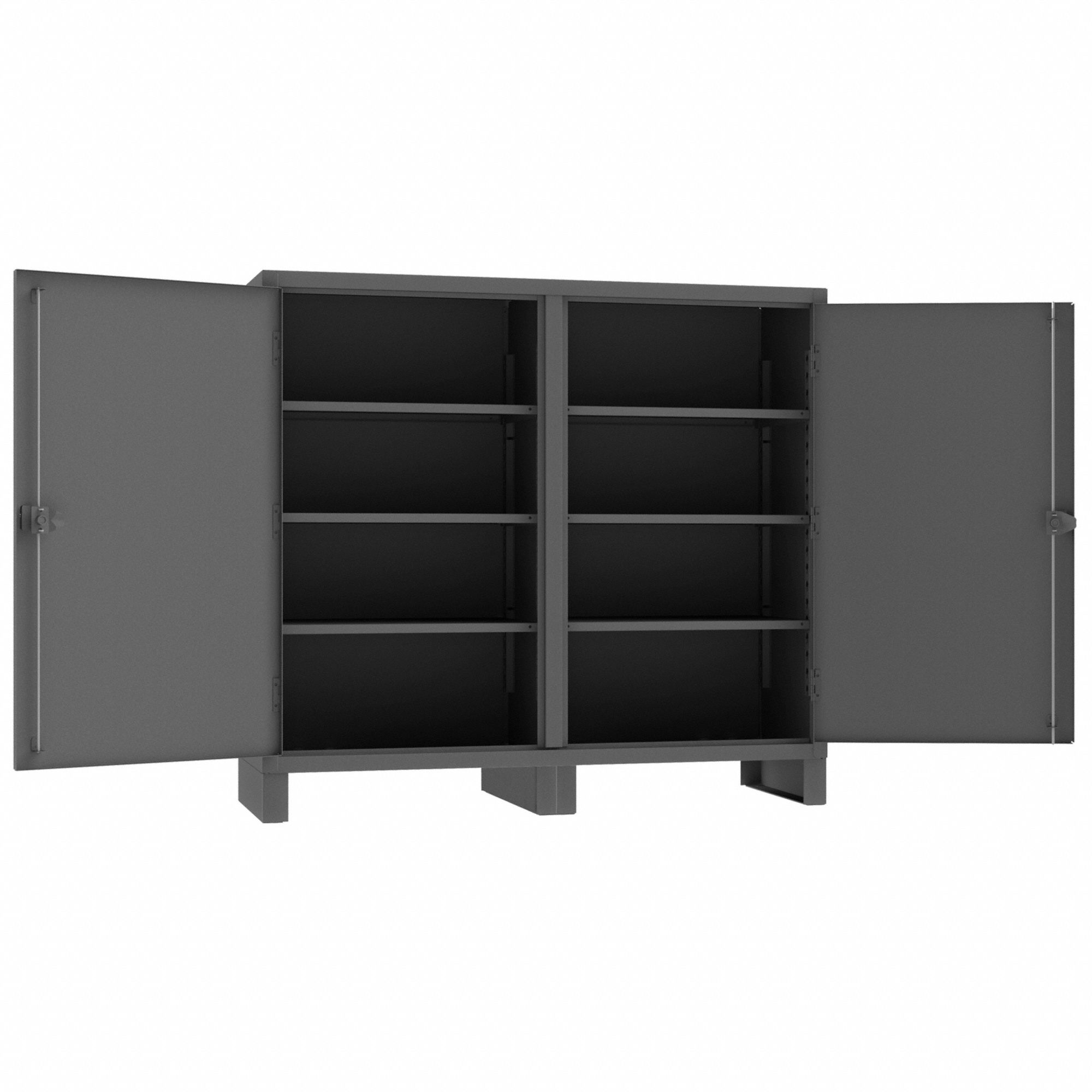 Storage Cabinet: 72 in x 24 in x 66 in, 6 Adj Shelves, 2 Doors, Legs, Gray, Assembled