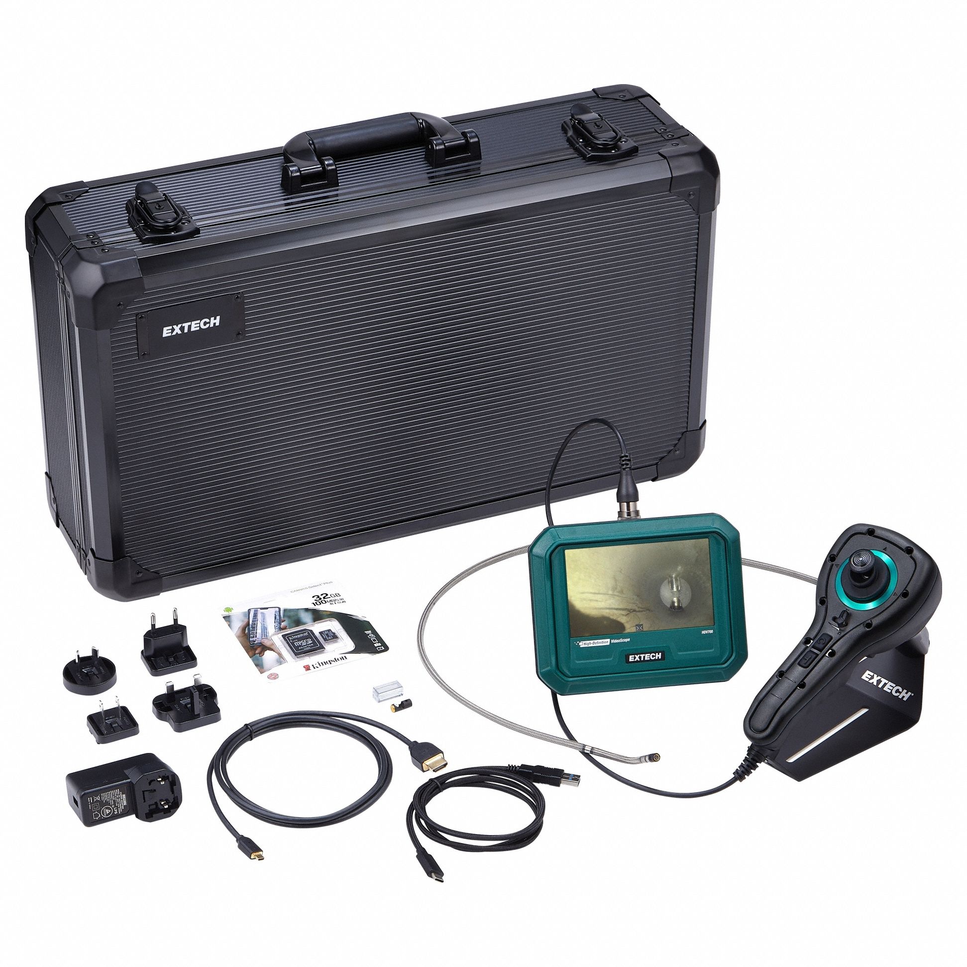 Videoscope Kit: 640 x 480, 1 m Shaft Lg, 6 mm Shaft Dia, 6 mm Camera Dia, 32 GB MicroSD