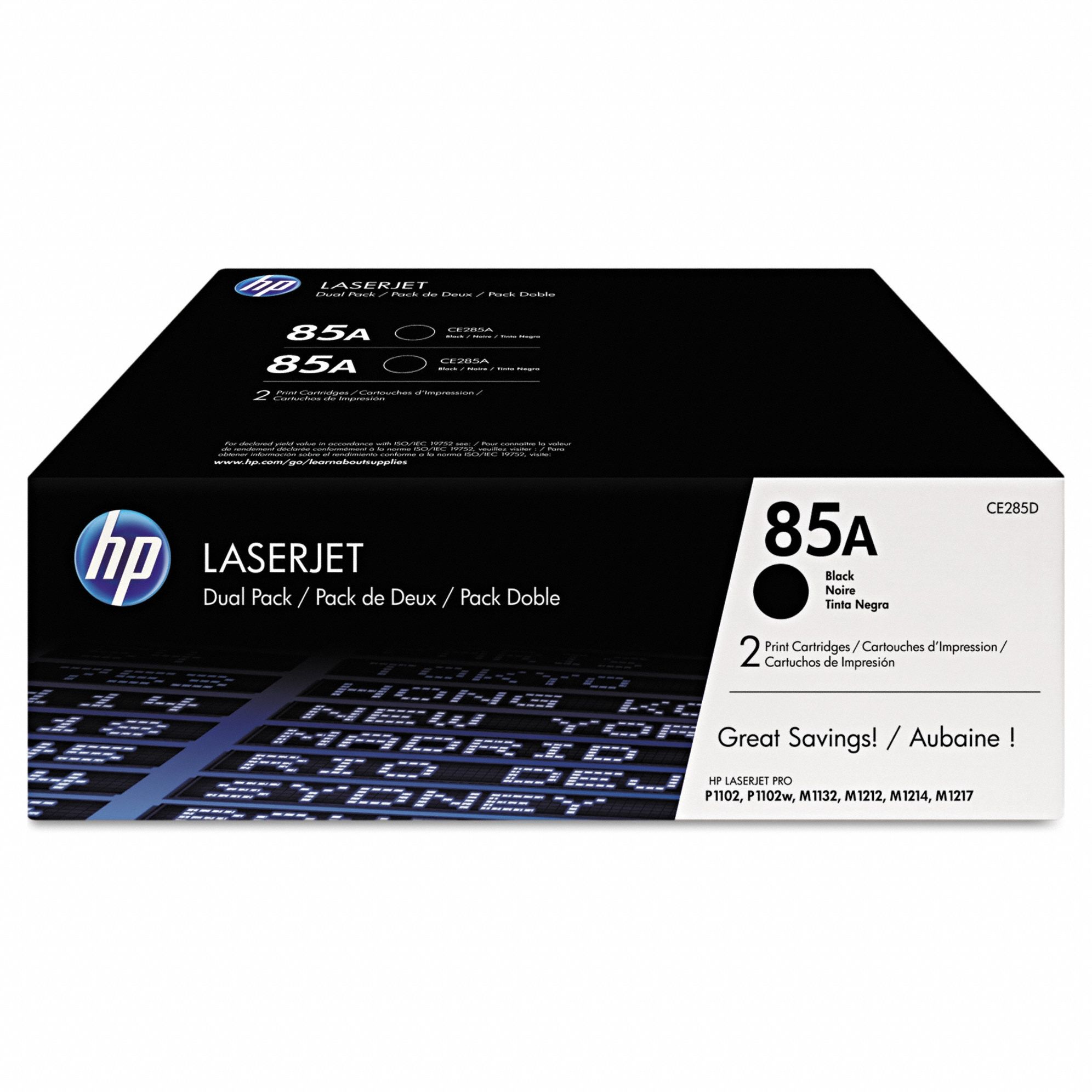 Toner Cartridge: 85A, Black, Black, 2 PK