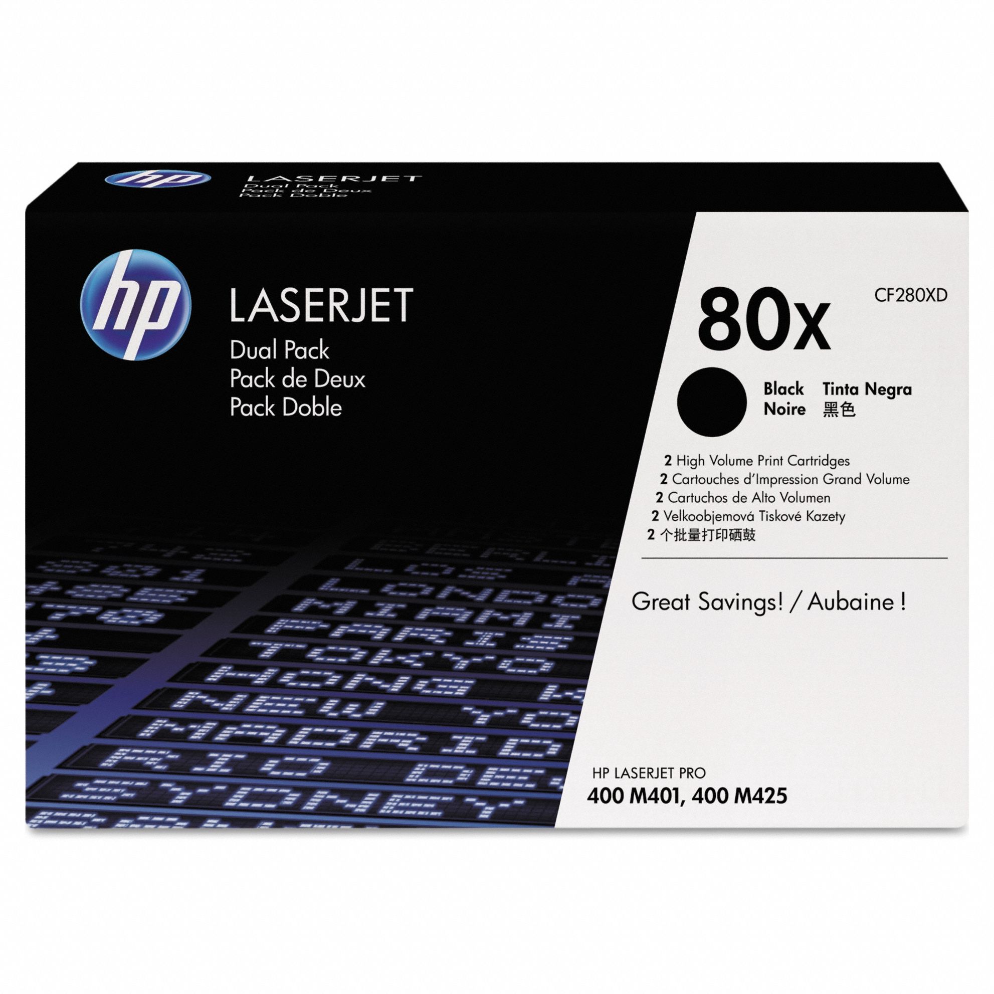 High Yield Toner Cartridge: 80X, Black, Black, 2 PK
