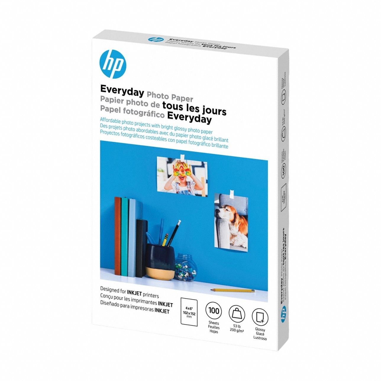 Photo Paper: Gloss, 4 in, 6 in, 8 mil, Sheets, White, 100 Sheets