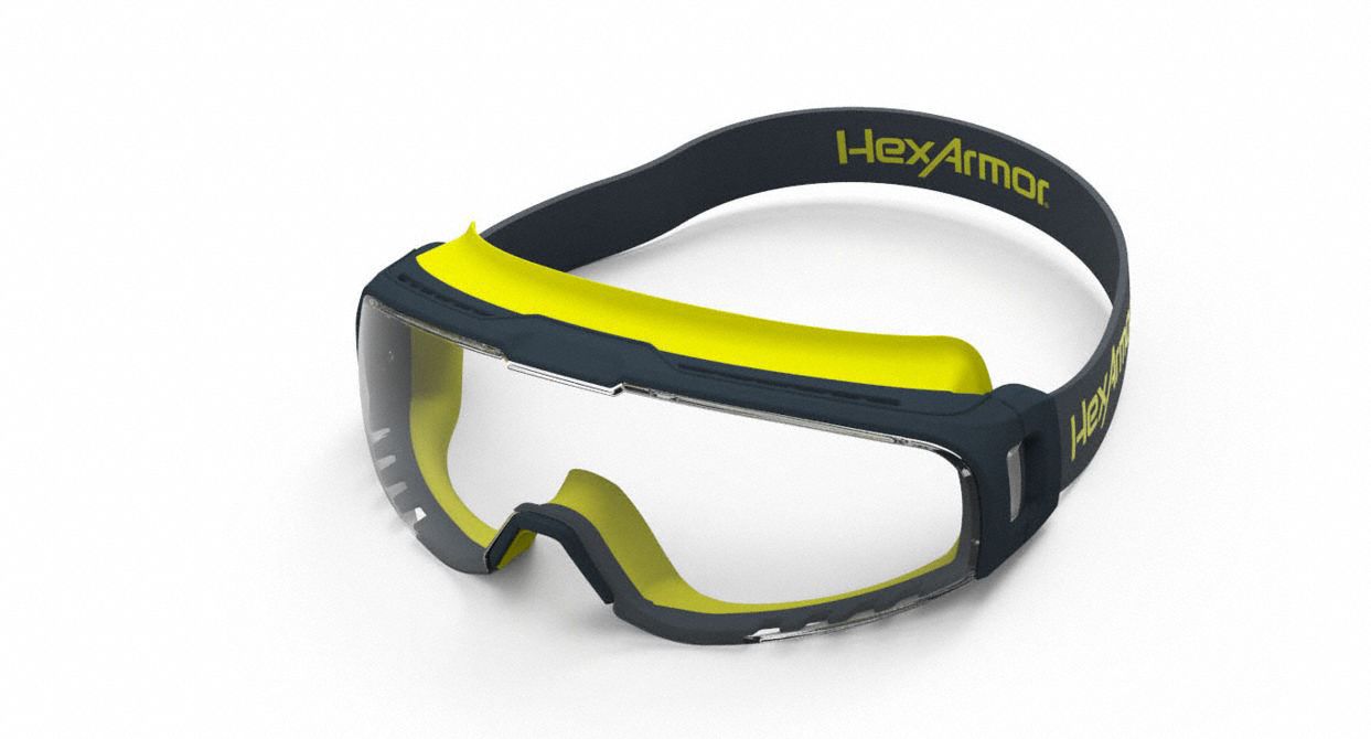 SAFETY GLASSES, ANTI FOG, SCRATCH RESISTANT, DARK GREY, CLEAR, UNIVERSAL, PC, TPE, NEOPRENE