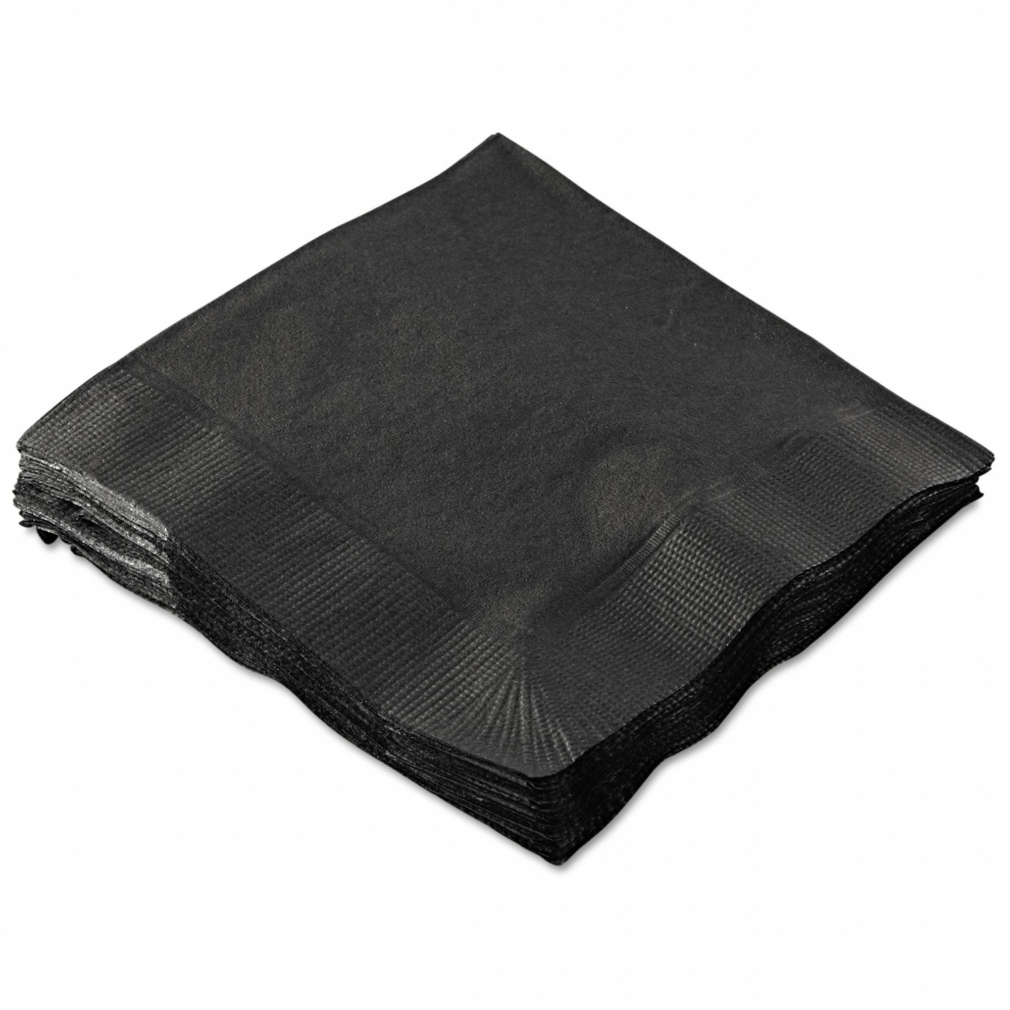 Disposable Beverage Napkin: 2 Ply, 4 3/4 in x 4 3/4 in, Black, Embossed, 1, 000 PK
