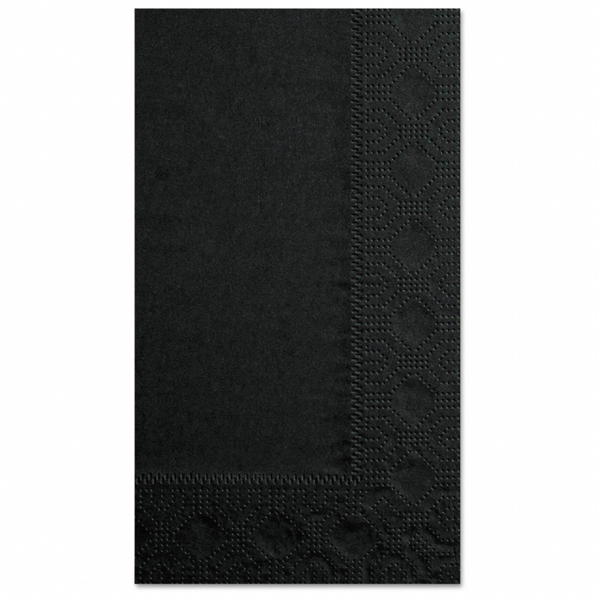 Disposable Dinner Napkin: 2 Ply, 7 1/2 in x 4 1/4 in, Black, Plain, 1, 000 PK