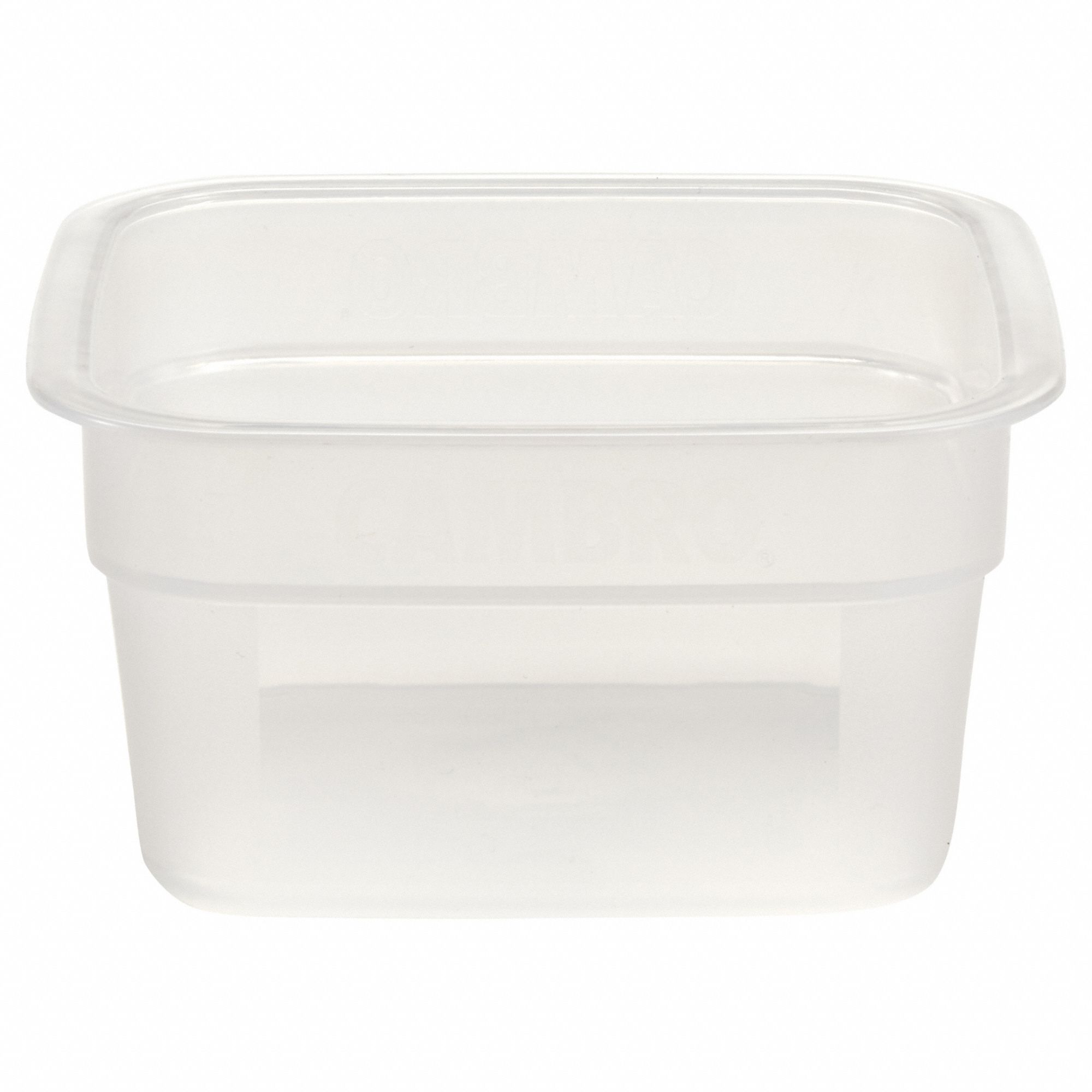 Food Storage Container: 0.5 qt Capacity, Clear Body, Polypropylene, 2 1/2 in Overall Ht