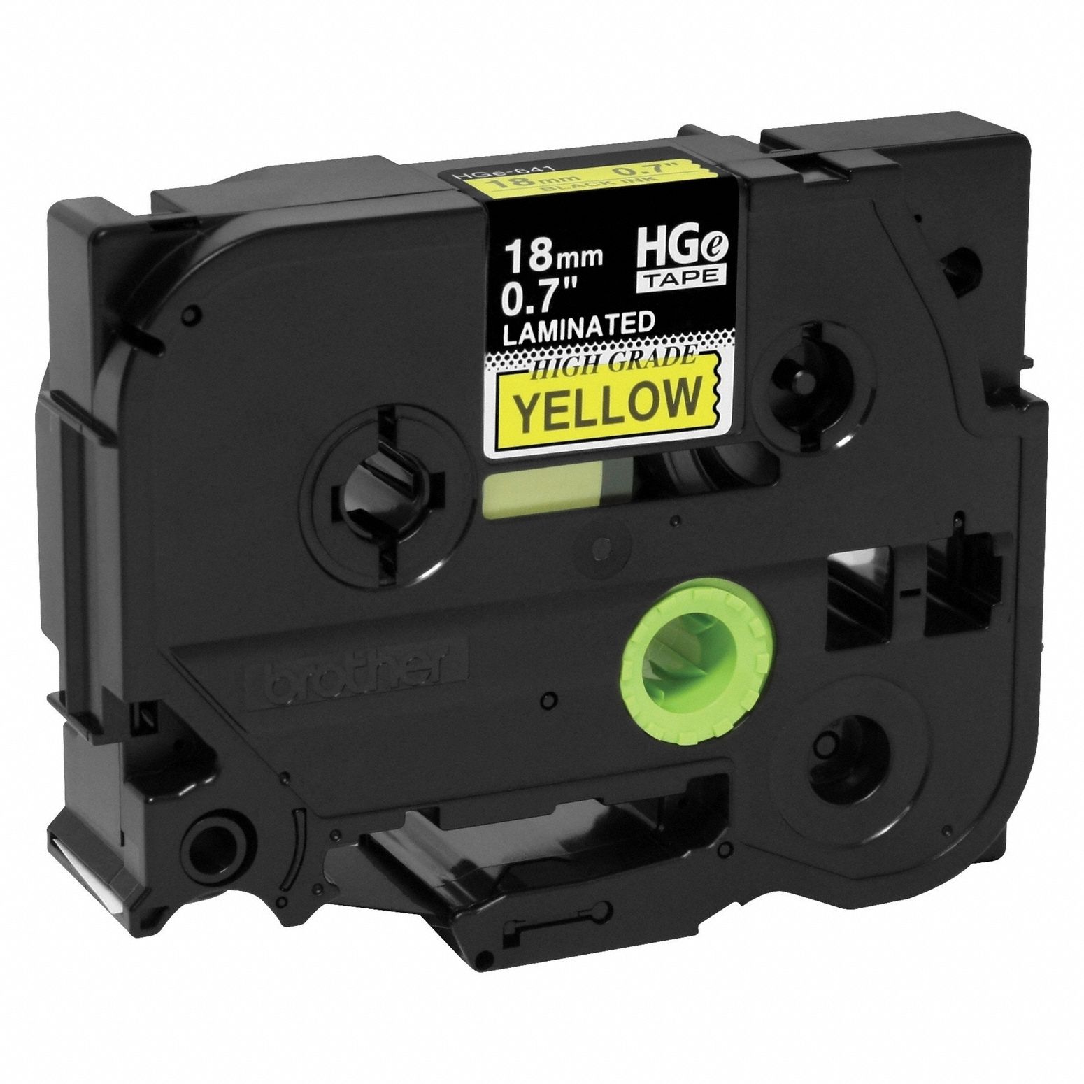 Combined Label and Ribbon Cartridge: 45/64 in x 26 1/4 ft, Polyester, Yellow (Gloss), Indoor/Outdoor