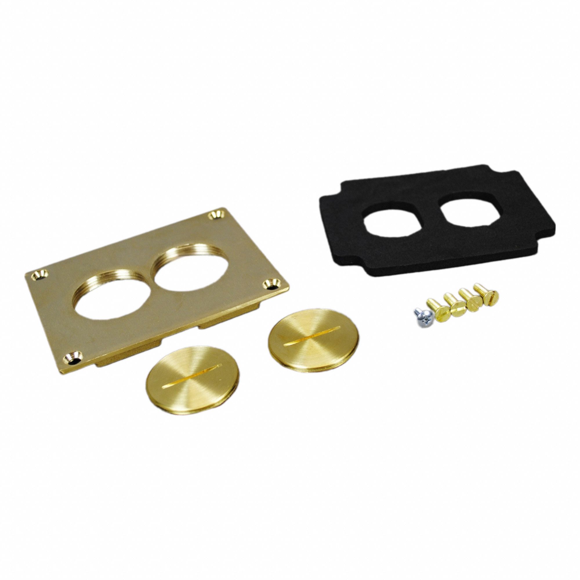 Floor Box Cover: Rectangular, Gold, Brass, Brushed, 3 1/4 in L x 4 1/4 in W x 1/4 in H