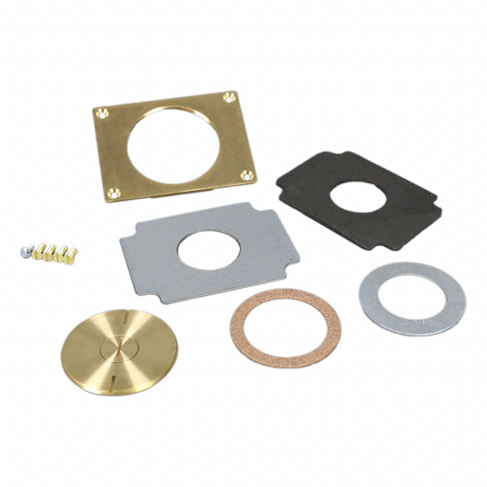 Floor Box Cover: Rectangular, Gold, Brass, Brushed, 3 1/8 in L x 4 3/16 in W x 1/2 in H