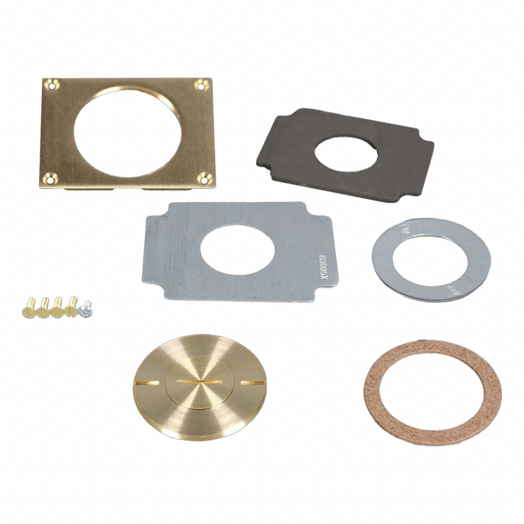 Floor Box Cover: Rectangular, Gold, Brass, Brushed, 3 1/4 in L x 3 1/4 in W x 1/2 in H