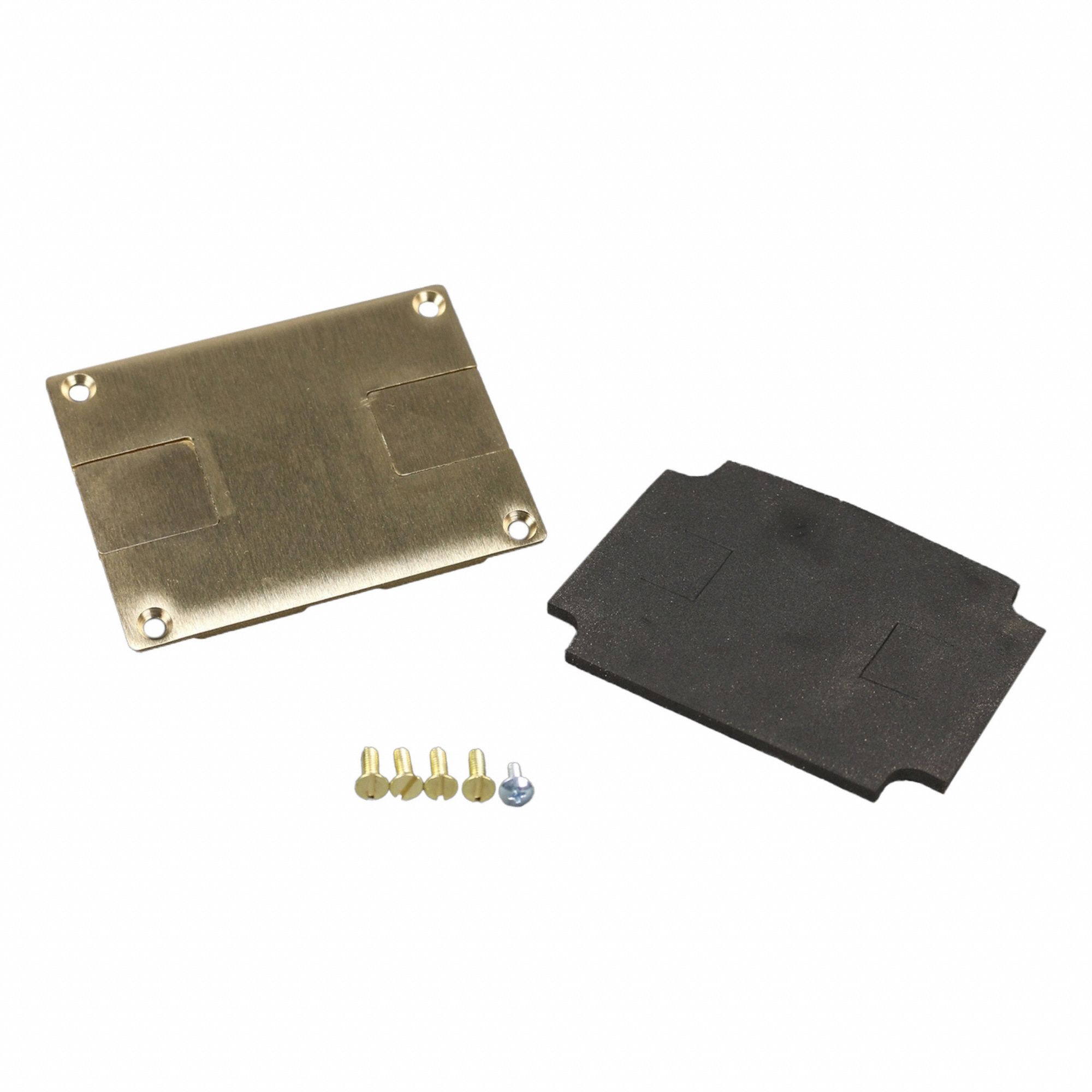 Floor Box Cover: Rectangular, Gold, Brass, Brushed, 3 1/4 in L x 4 1/4 in W x 1/2 in H