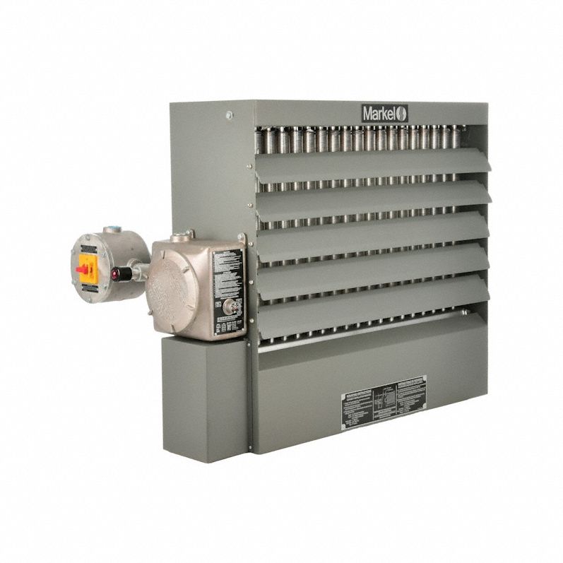 TPI INDUSTRIAL Electric Unit Heater: 38.6 kW Watt Output, Gray, 480V AC, 3-Phase, 5,800 cfm Air Flow (MPN HLA28-480360-38.6-24TD). Key specifications — Voltage, Phase: 480V AC, 3-Phase; Brand: TPI INDUSTRIAL; Housing Color: Gray.