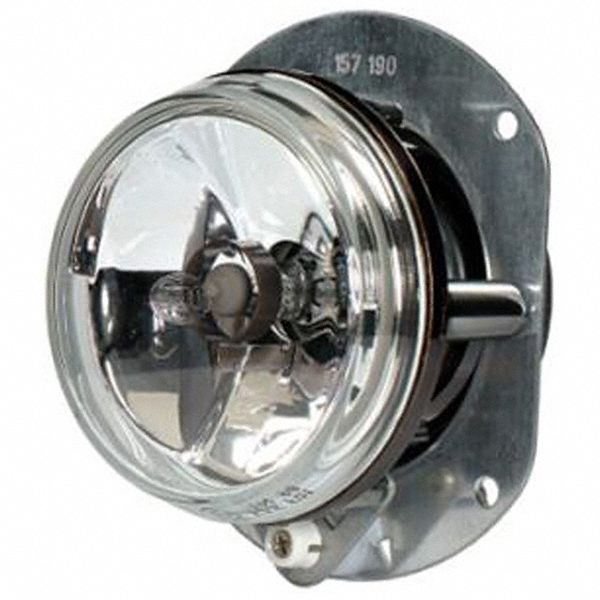 HALOGEN FOG LAMP, ROUND, 12 V/55 W, CLEAR/BLUE/BLACK, 90 MM MODULE, 3.543 X 3.543 IN, ABS/GLASS