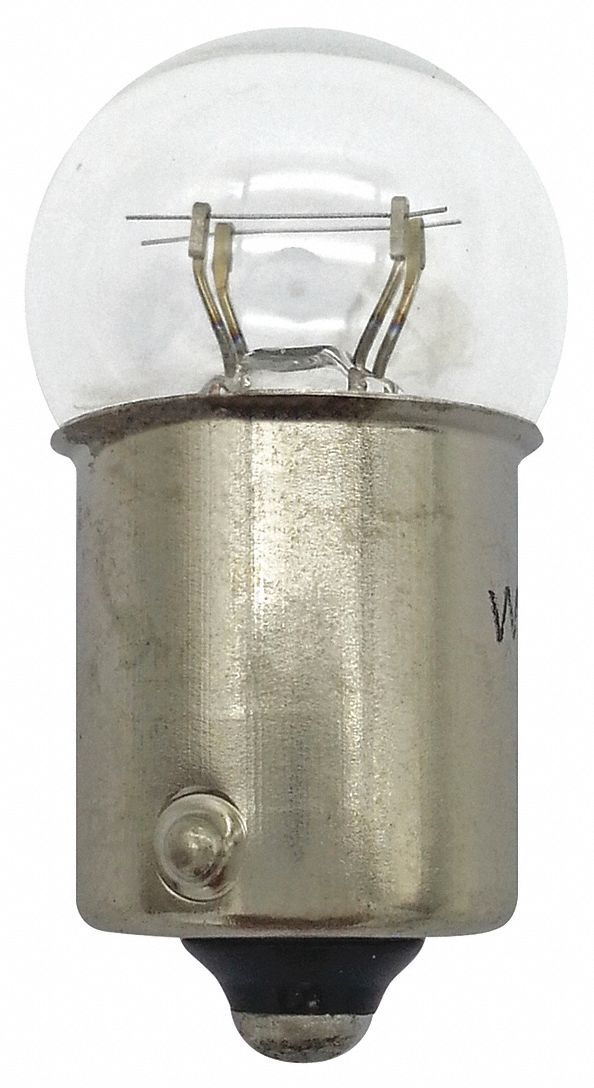 MINIATURE BULB, INCANDESCENT, G6, 12 V/9 W/6 CP, BA15S, CLEAR, GLASS, 10 BULBS
