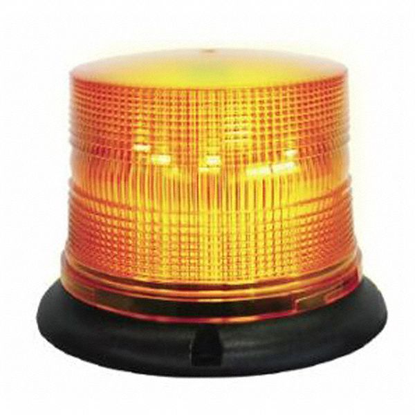 BEACON LIGHT, 3 LEDS, ROUND, 5 FLASH PATTERNS, 3 W, 12 TO 24 VDC, AMBER, 4.9 IN, 6.6 IN, PLASTIC