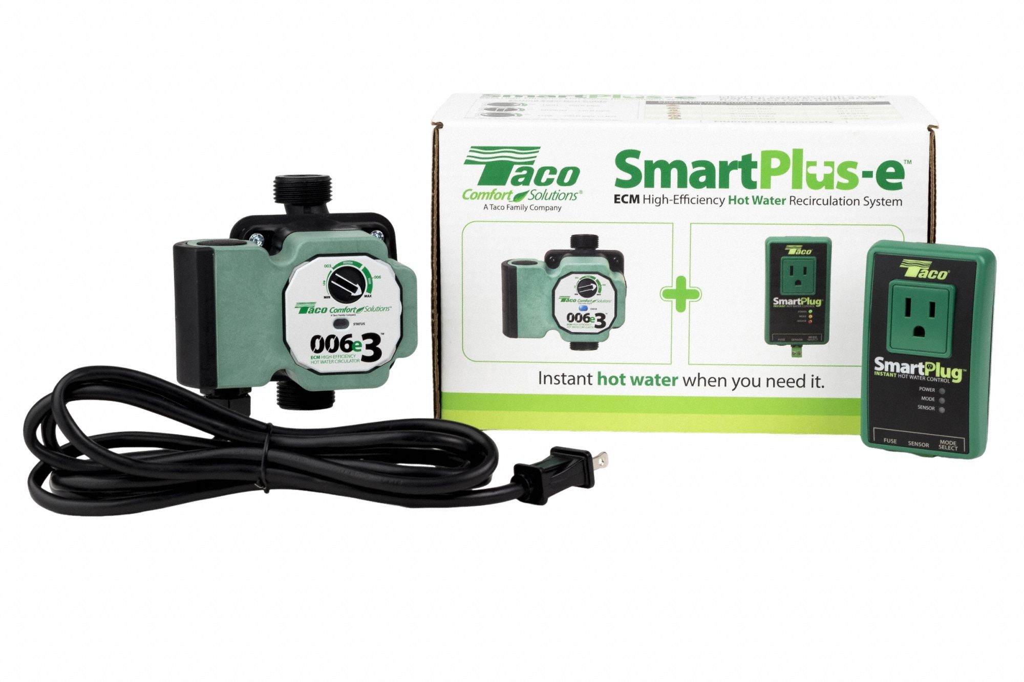 Circulating Pump: 1/25 hp HP, 120V AC, Polypropylene, Variable, 11 gpm, 12 ft Max. Head (MPN HLPE-1). Key specifications — Nameplate Voltage: 120V AC; Connection Type: Union; Brand: TACO; Includes Volute: Volute Included; System Type: Hydronic.