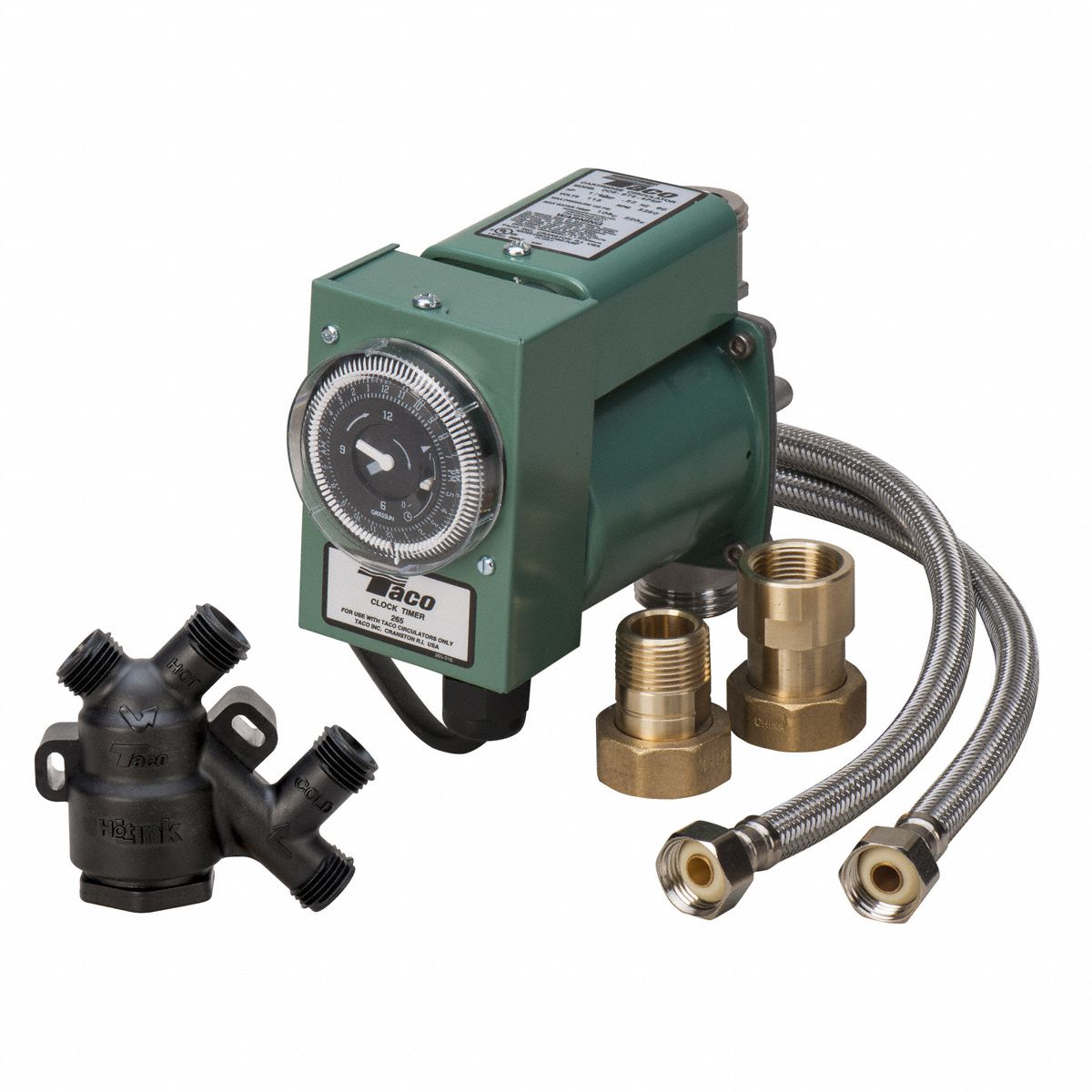 Circulating Pump: 1/25 hp HP, 115V AC, Bronze, 1, 9 gpm, 12 ft Max. Head, 8 1/4 in Face to Face (MPN HLS-2). Key specifications — Nameplate Voltage: 115V AC; Connection Type: NPT; Brand: TACO; Includes Volute: Volute Included; System Type: Hydronic.