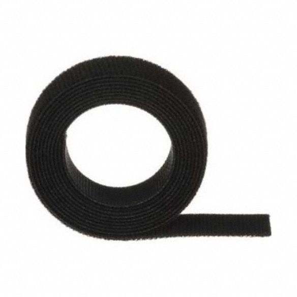 Hook-and-Loop Cable Tie: 6 in Lg, 1.50 in, 0.75 in Wd, Nylon, Black, 10 PK