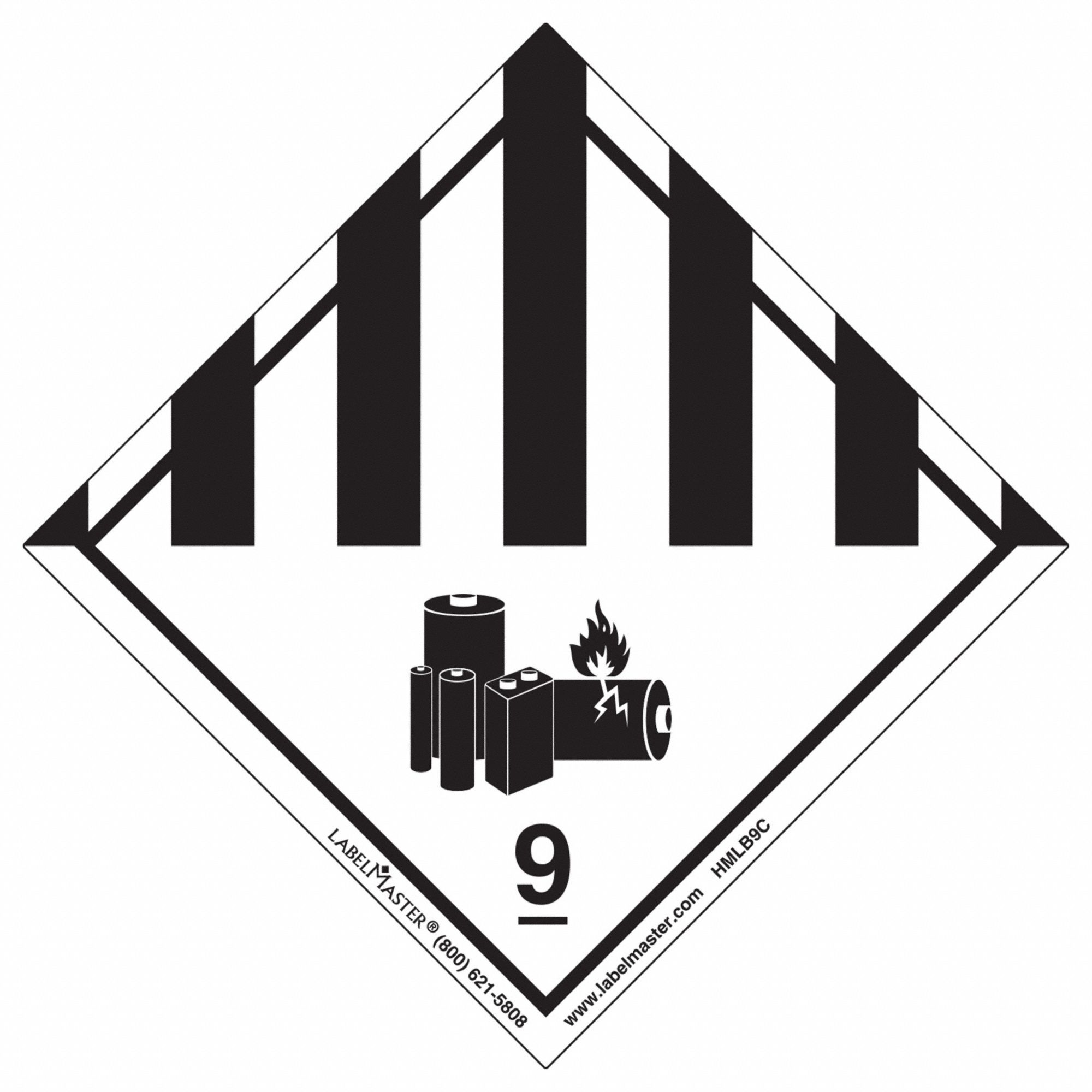 Hazard Class 9 Lithium Battery Label, Package Quantity 100, Adhesive: 100 PK