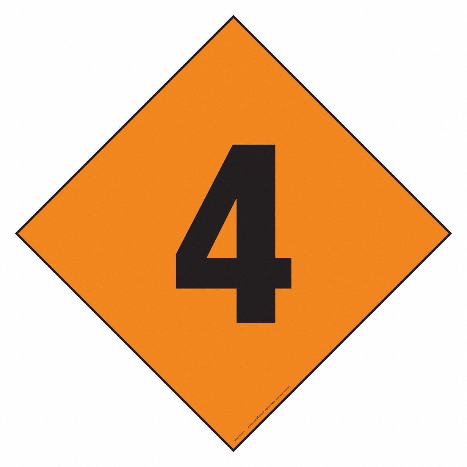 Fire Division Symbol Placard: 4, 12 in, 12 in Label Wd, Magnetic Vinyl, Placard