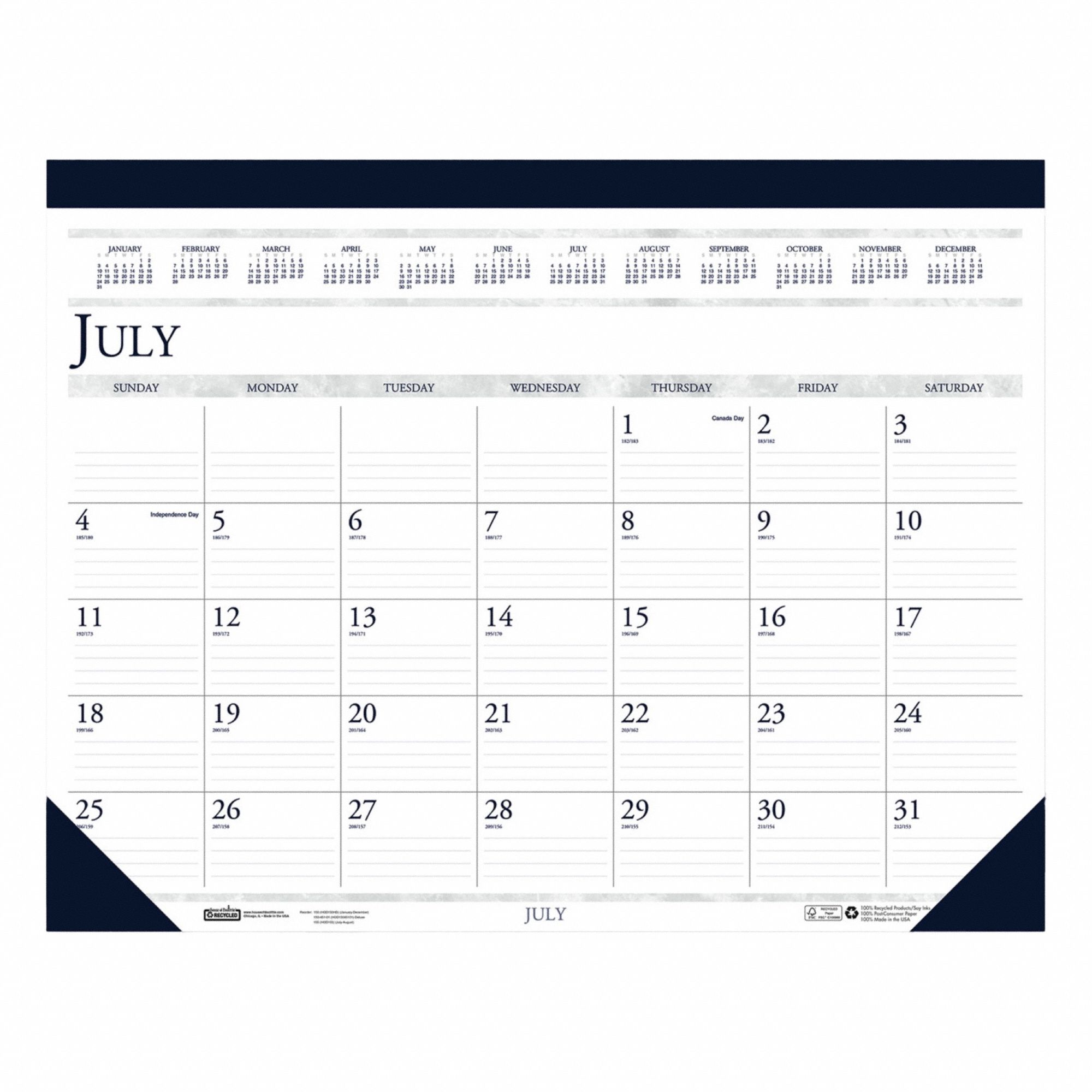 Desk Pad Calendar: 22 in Sheet Ht, 17 in Sheet Wd, 14-Month (Jul-Aug)