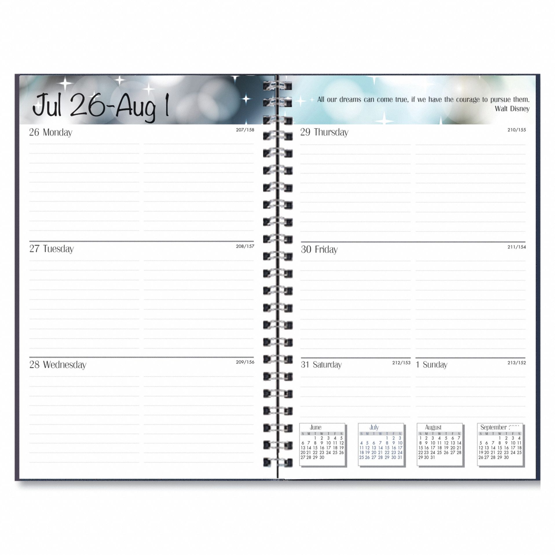 Planner: 13-Month (Aug-Aug) Format, 8 in Sheet Ht, 5 in Sheet Wd, Black Cover
