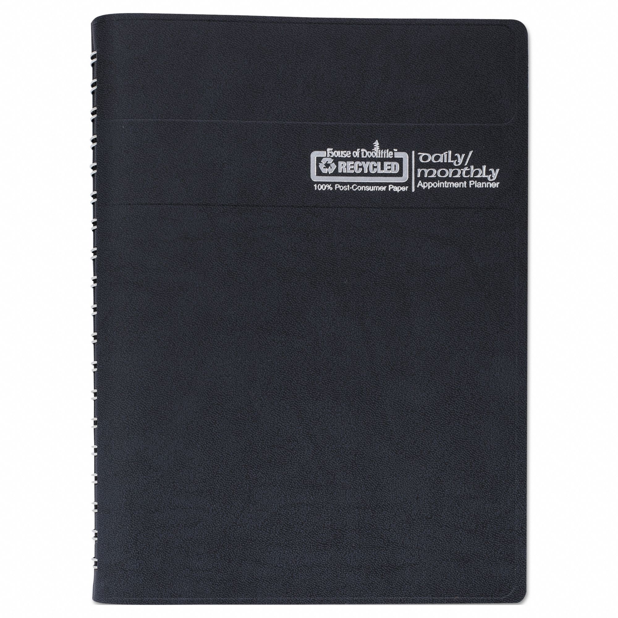 Planner: 12-Month (Jan-Dec) Format, 10 in Sheet Ht, 7 in Sheet Wd, Black Cover