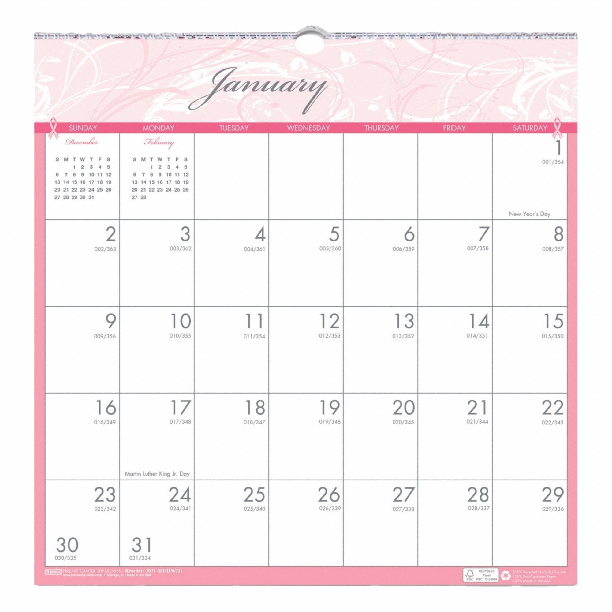 Wall Calendar: 12 in Sheet Ht, 12 in Sheet Wd, 12-Month (Jan-Dec)