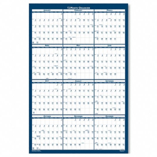 HOUSE OF DOOLITTLE, Reversible/Erasable Yearly Wall Calendar - 35X199 ...