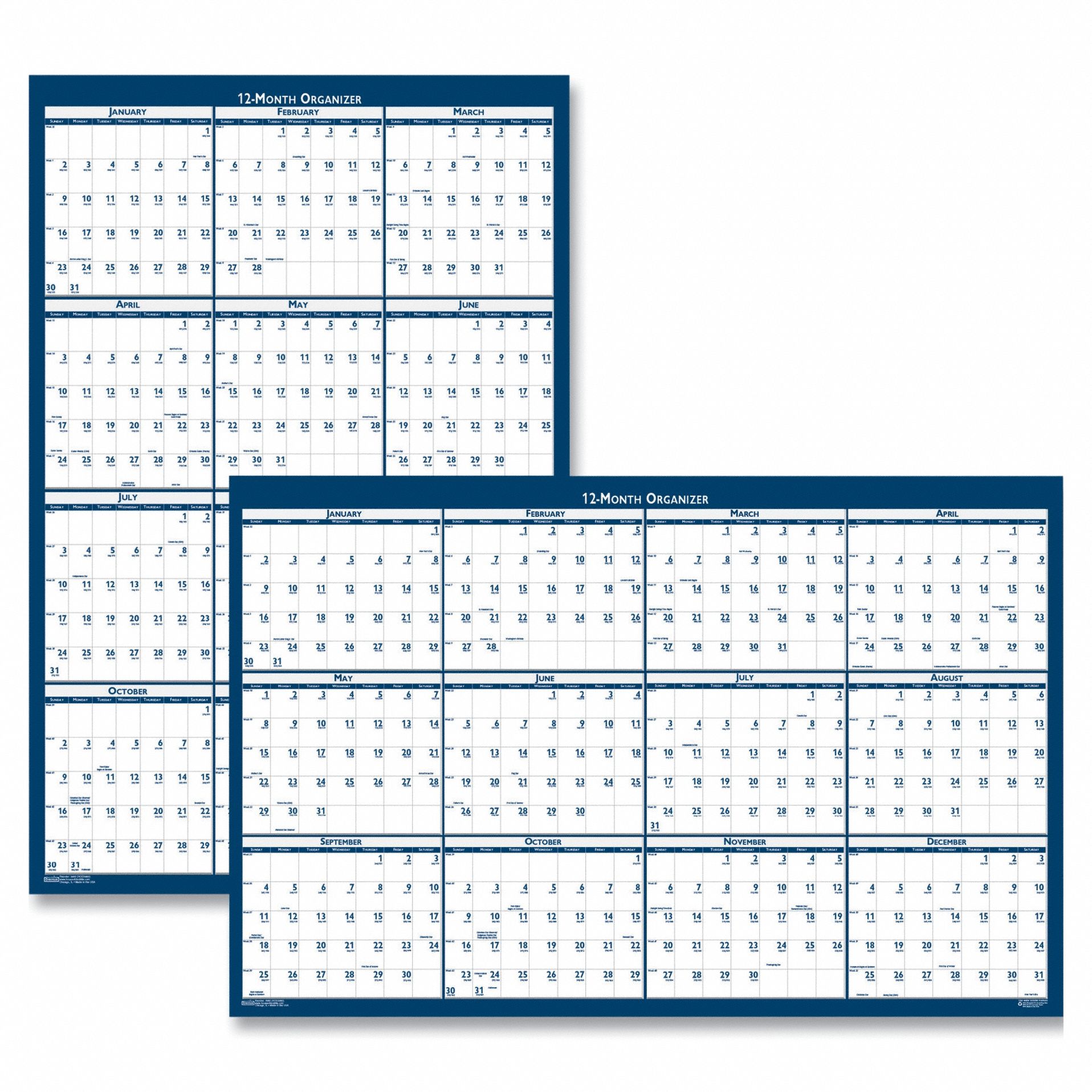 HOUSE OF DOOLITTLE, Reversible/Erasable Yearly Wall Calendar 35X273HOD3962 Grainger