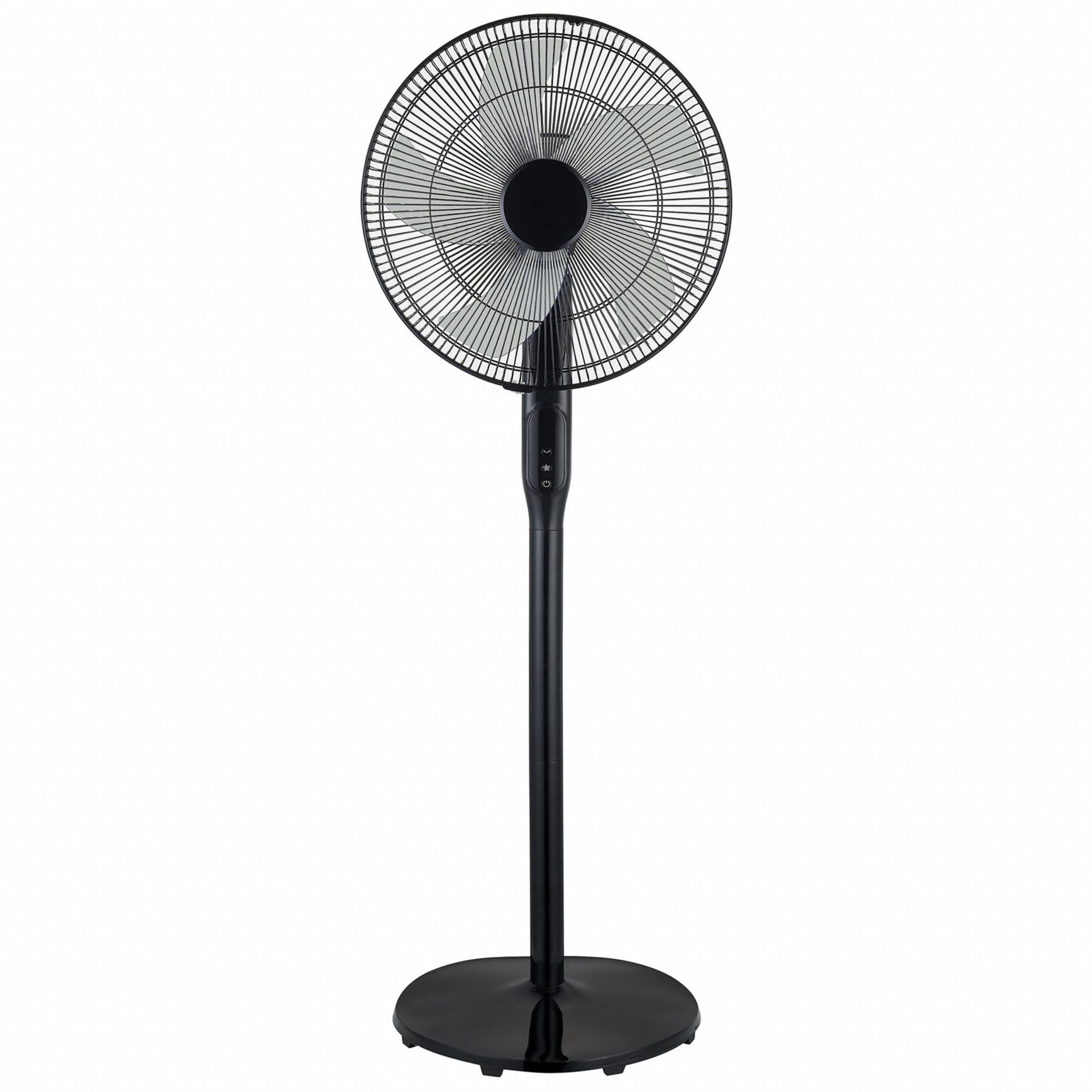 MOTOR FAN, 115V AC, 16 9/64 IN W, 51 3/16 IN H, 16 IN D, 60 HZ, STEEL, 3 SPEEDS, 6 FOOT CORD, BLACK