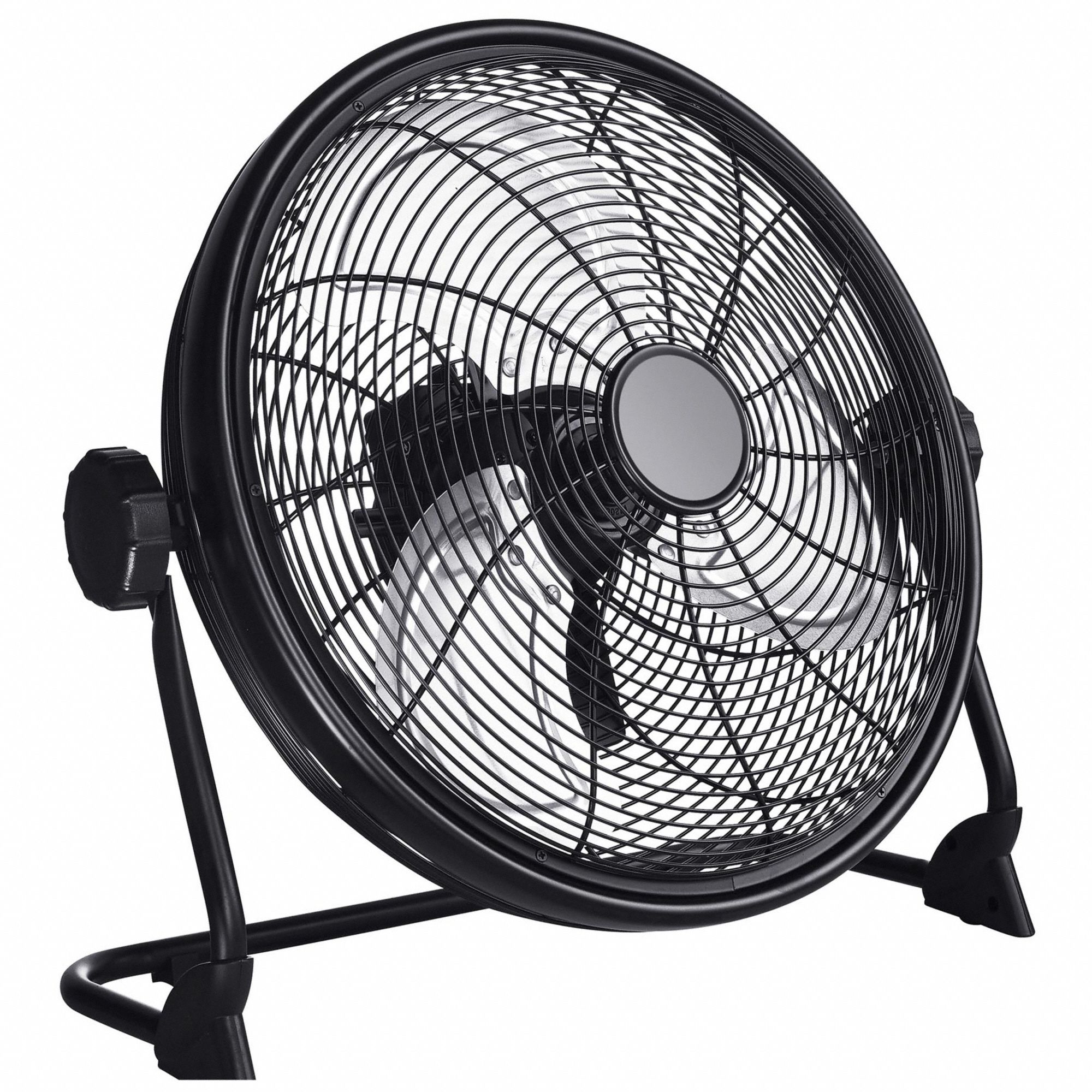 RECHARCHEABLE FAN, 115V AC, 12 1/5X14½ IN H, 16 IN D, 60 HZ, STEEL, 3 SPEEDS, 6 FOOT CORD, BLACK