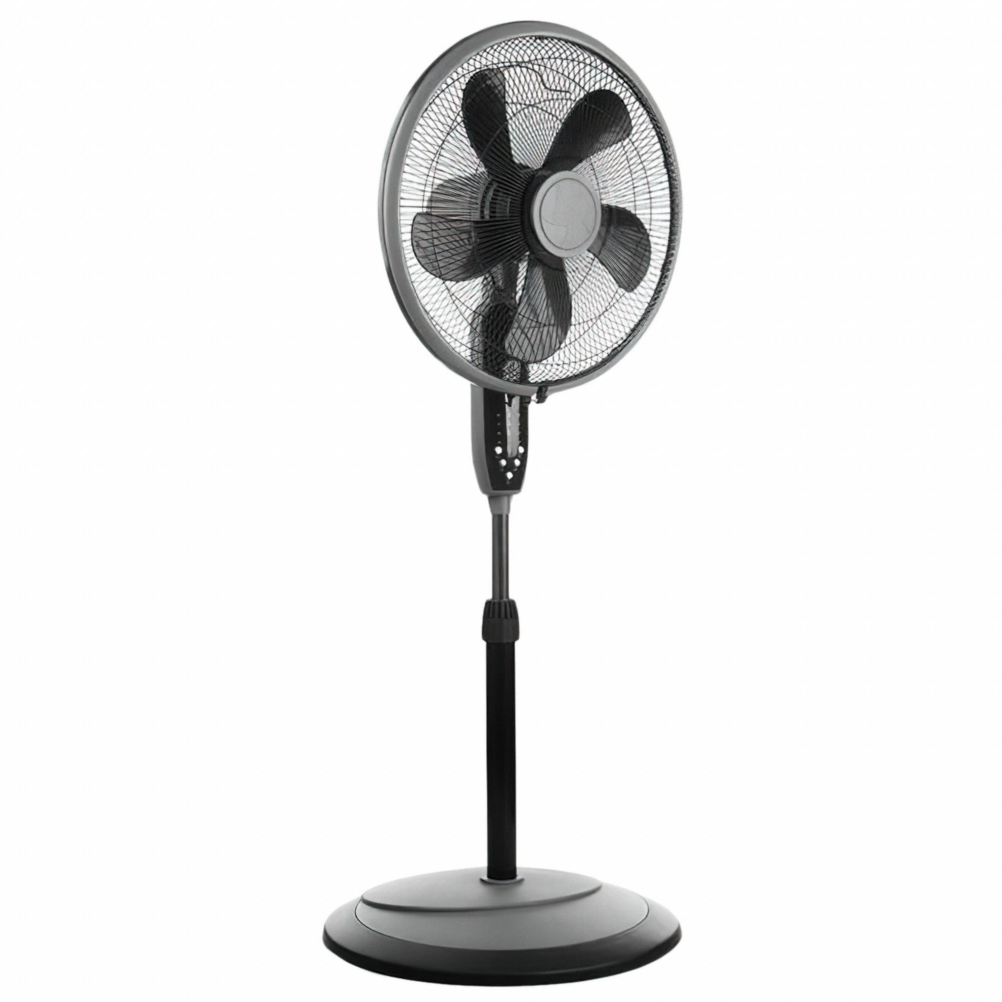 TOP SURFACE FAN, 115V AC, 22 7/16X19 1/3 IN H, 16 IN D, 60 HZ, STEEL, 3 SPEEDS, 6 FOOT CORD, BLACK
