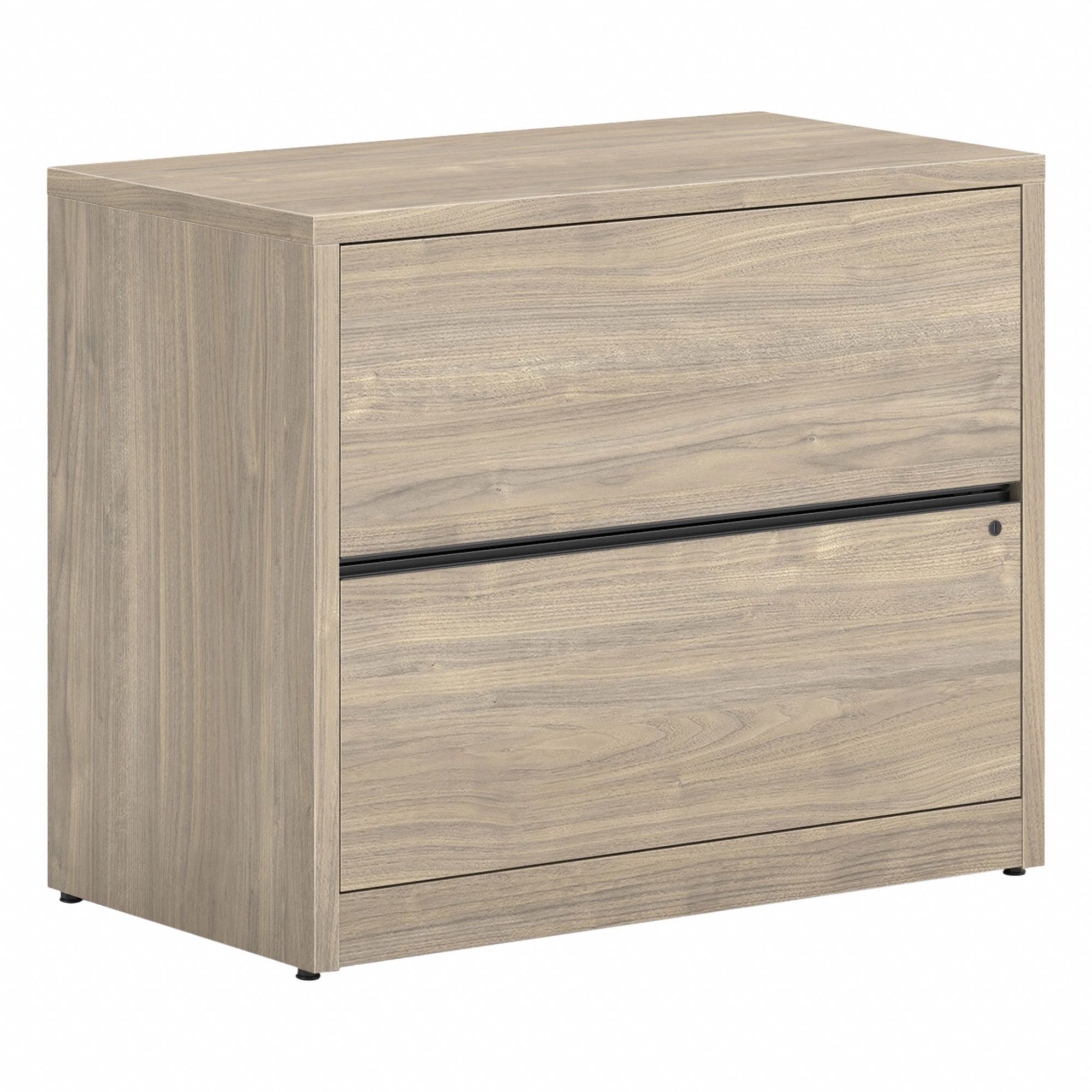Lateral File Cabinet with Drawer: Walnut, 36 in Overall Wd, 20 in Overall Dp