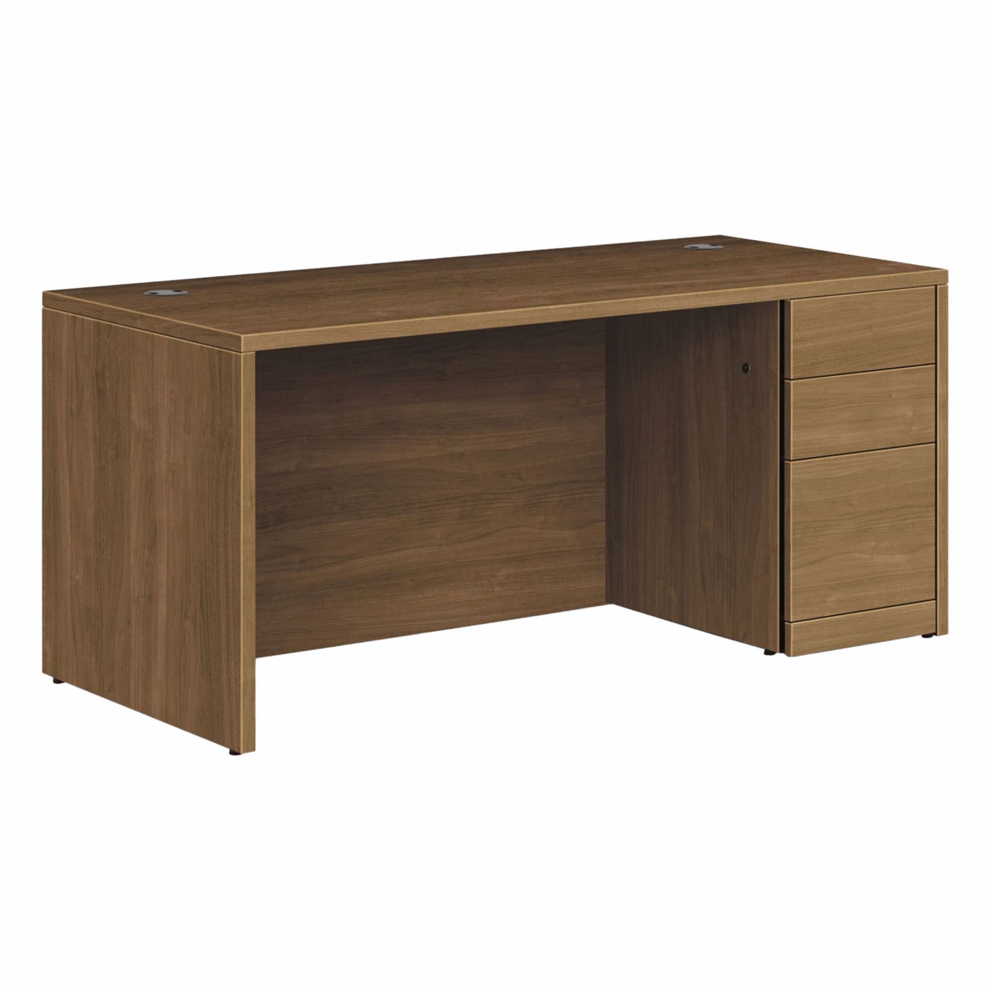 Single Pedestal Desk: Pinnacle, 66 in Overall Wd, 30 in Overall Dp, Driftwood