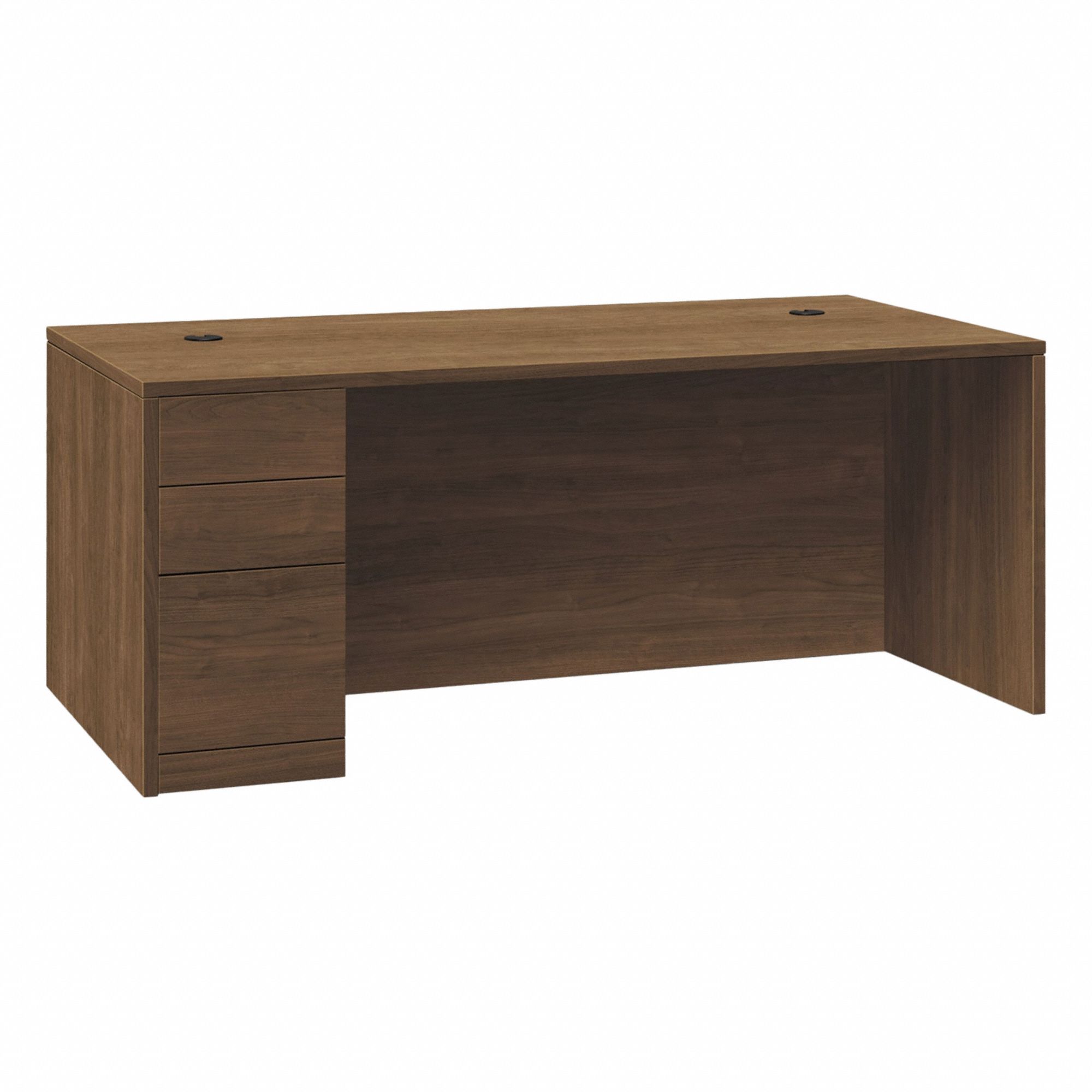 Single Pedestal Desk: Pinnacle, 66 in Overall Wd, 30 in Overall Dp, Driftwood, BIFMA