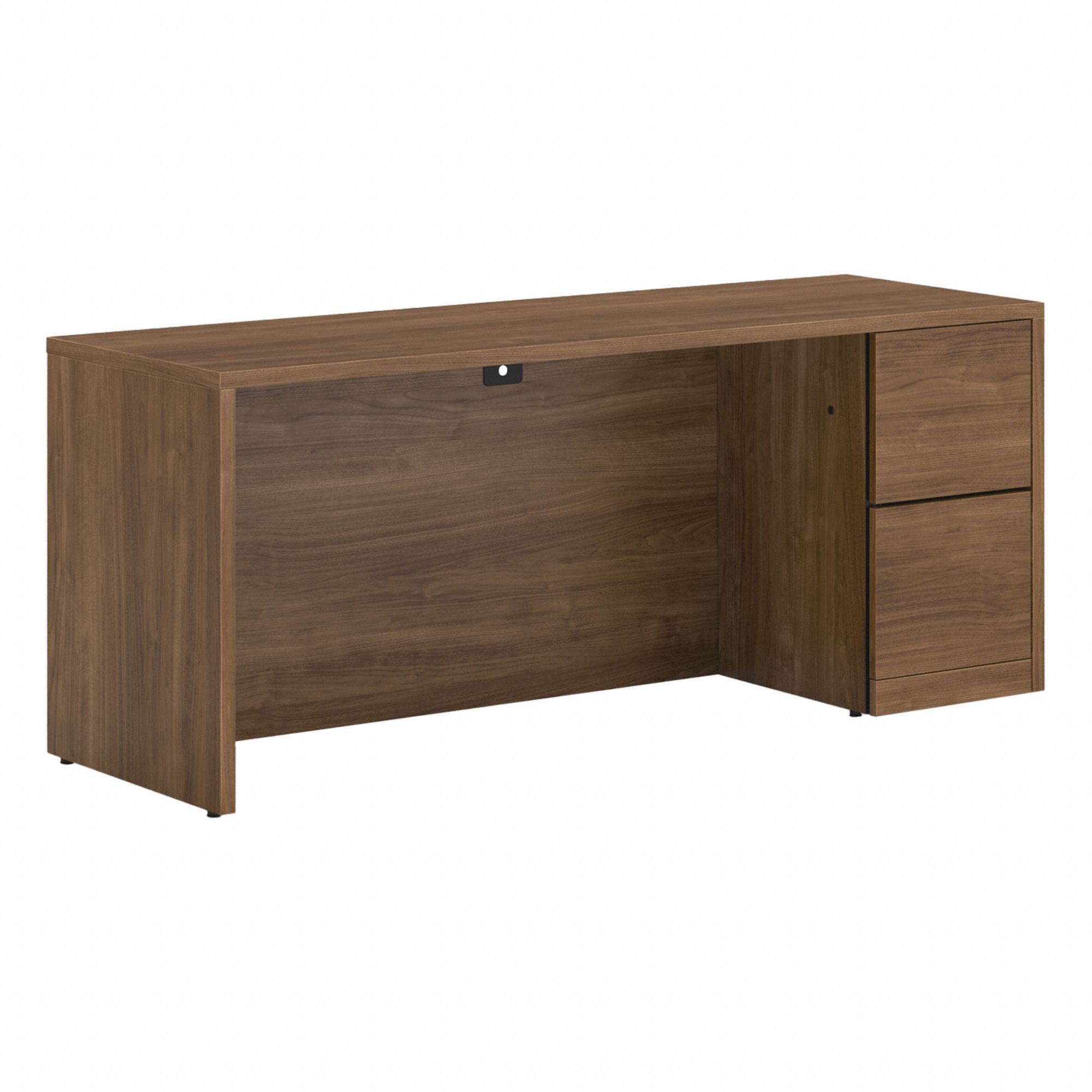 Single Pedestal Desk: Pinnacle, 72 in Overall Wd, 24 in Overall Dp, Driftwood