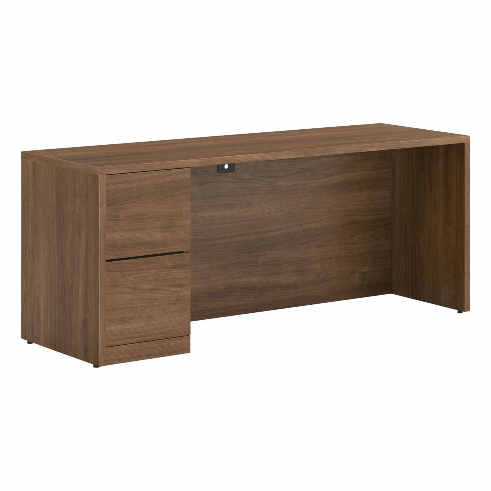 Single Pedestal Desk: Pinnacle, 72 in Overall Wd, 24 in Overall Dp, Driftwood, BIFMA