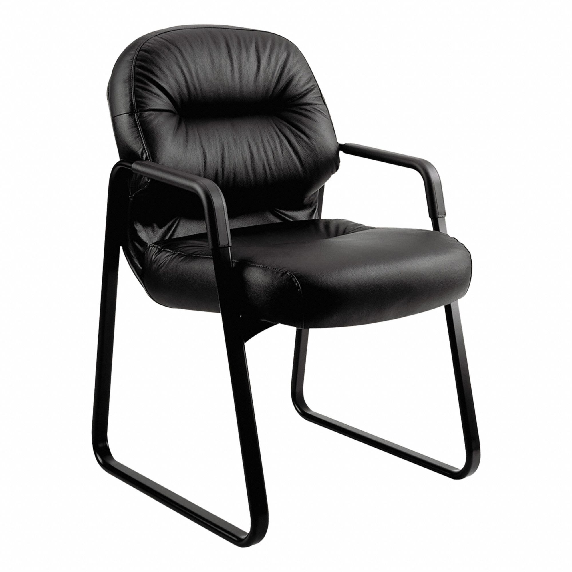Armchair: Black, Black, 2 Casters/Glides, Memory Foam, 23 1/4 in Overall Wd, 36 in Overall Ht