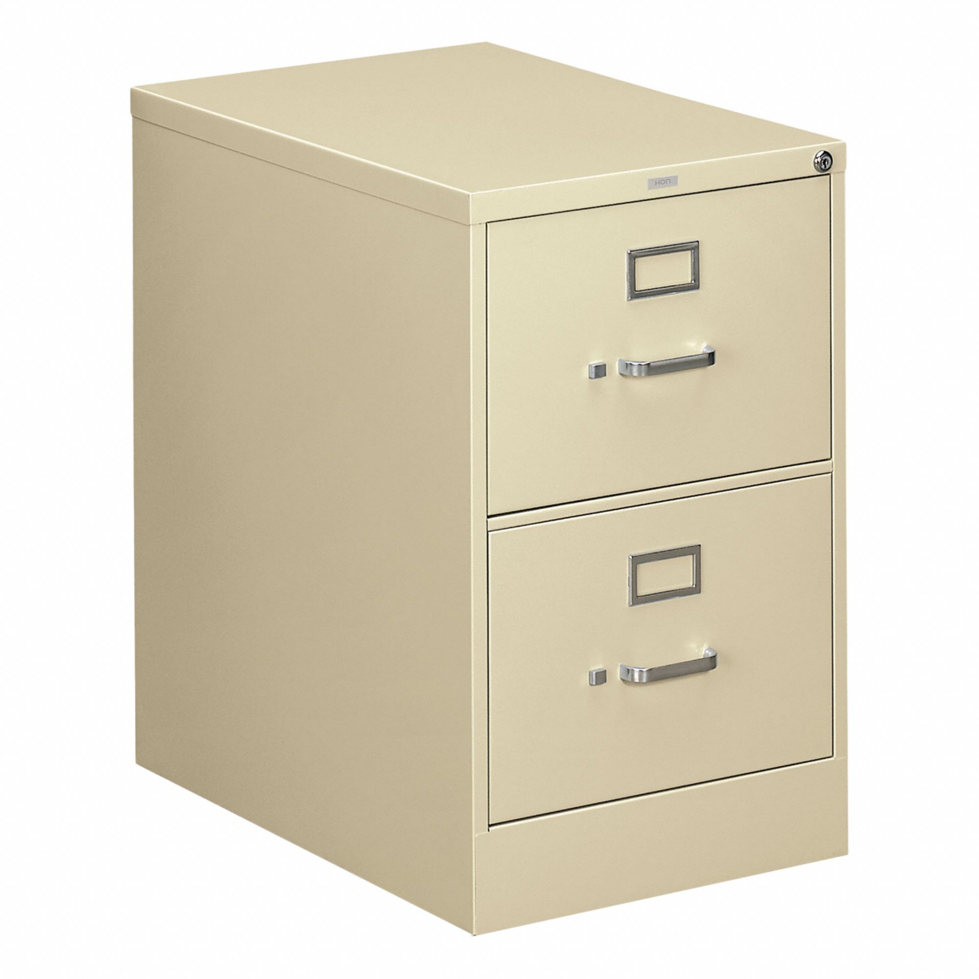 Vertical File Cabinet with Drawer: Putty, 2 Drawers, 29 in Overall Ht, 26 1/2 in Overall Dp