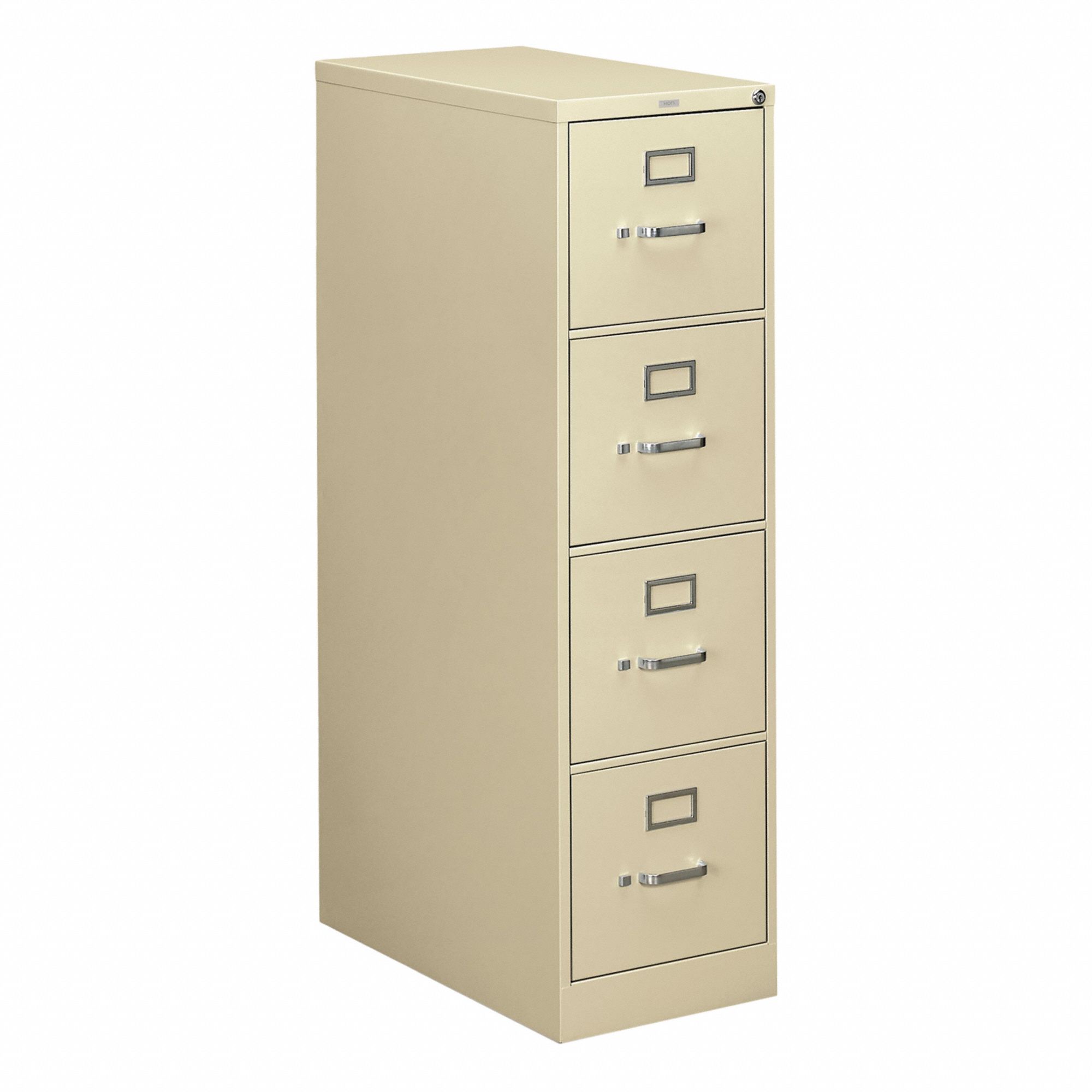 Vertical File Cabinet with Drawer: Putty, 4 Drawers, 52 in Overall Ht, 26 1/2 in Overall Dp