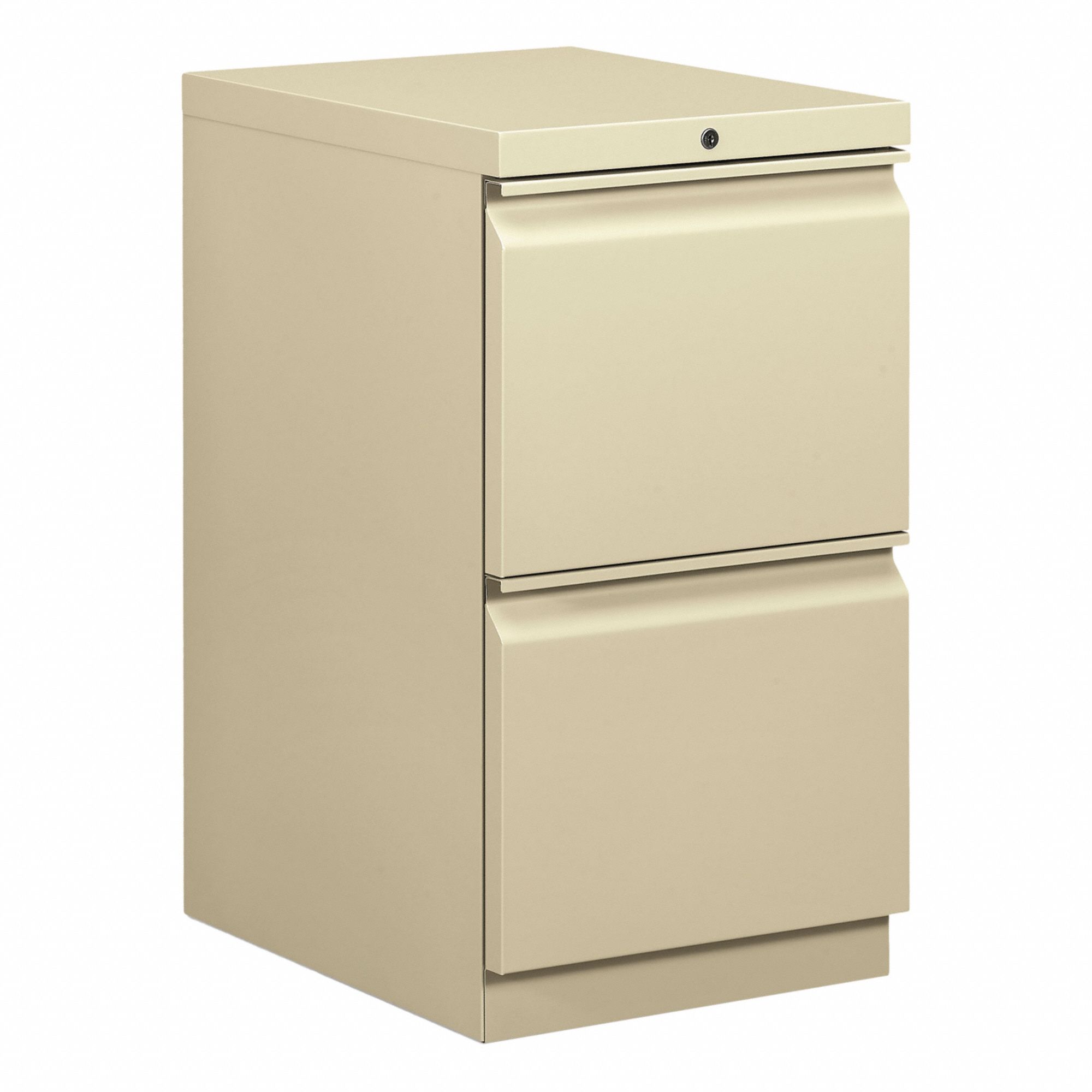 Mobile Pedestal with Drawer: Putty, 2 Drawers, 28 in Overall Ht, 19 7/8 in Overall Dp, Steel
