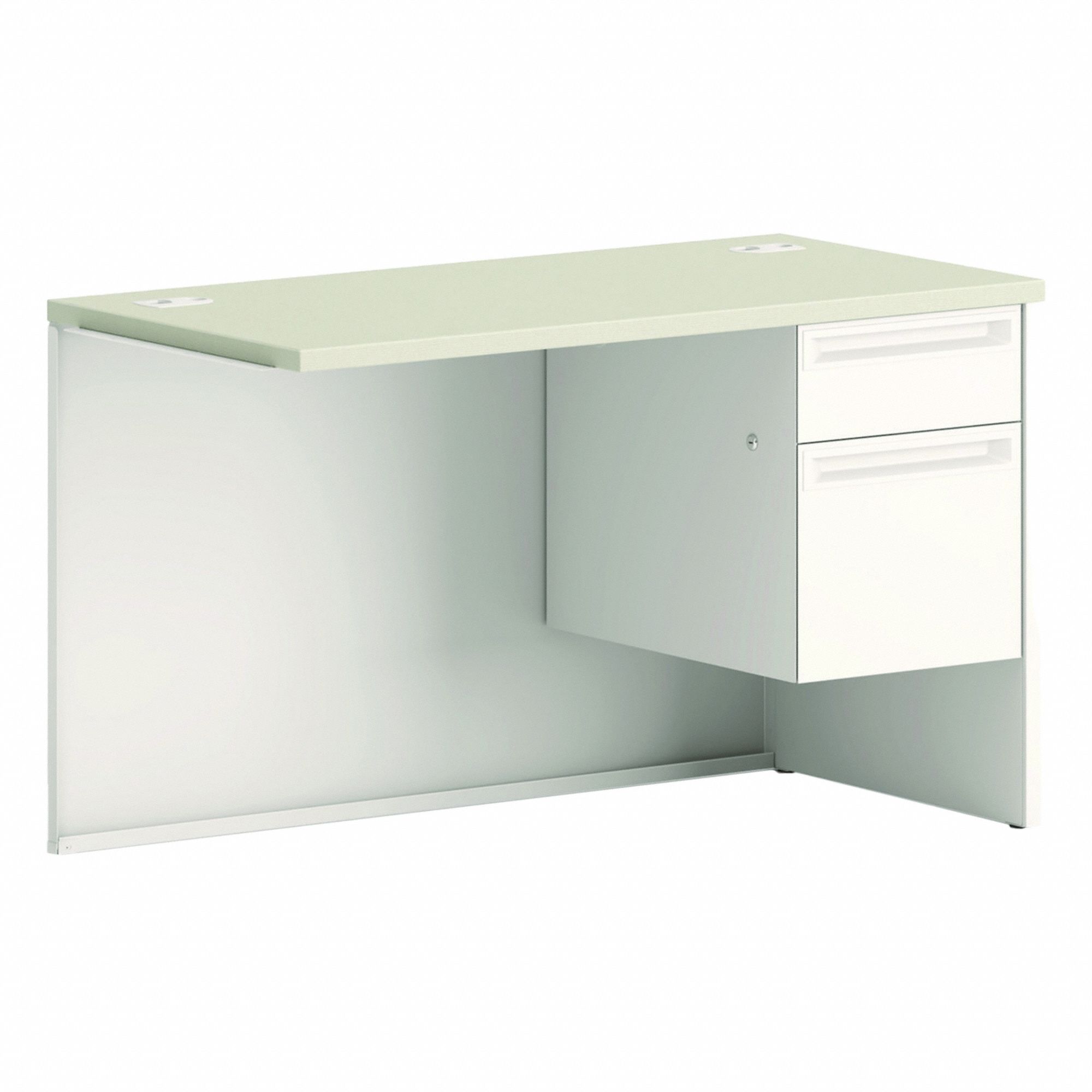 Desk Return: Laminate, Silver, 48 in Overall Wd, 31 3/8 in Overall Ht, 50 3/8 in Overall Dp