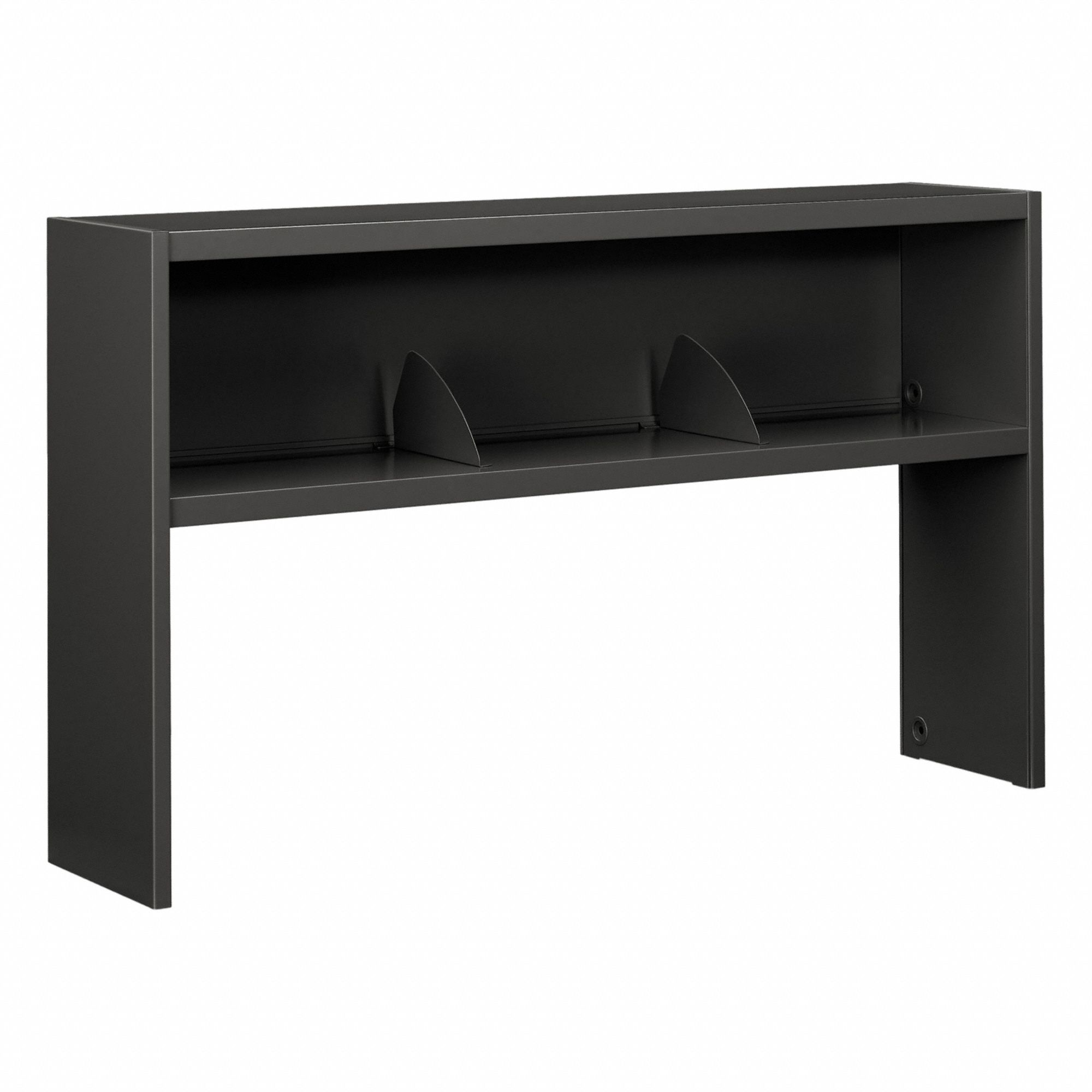 Desk Hutch: Black, 60 in Overall Wd, 34 3/4 in Overall Ht, 13 1/2 in Overall Lg