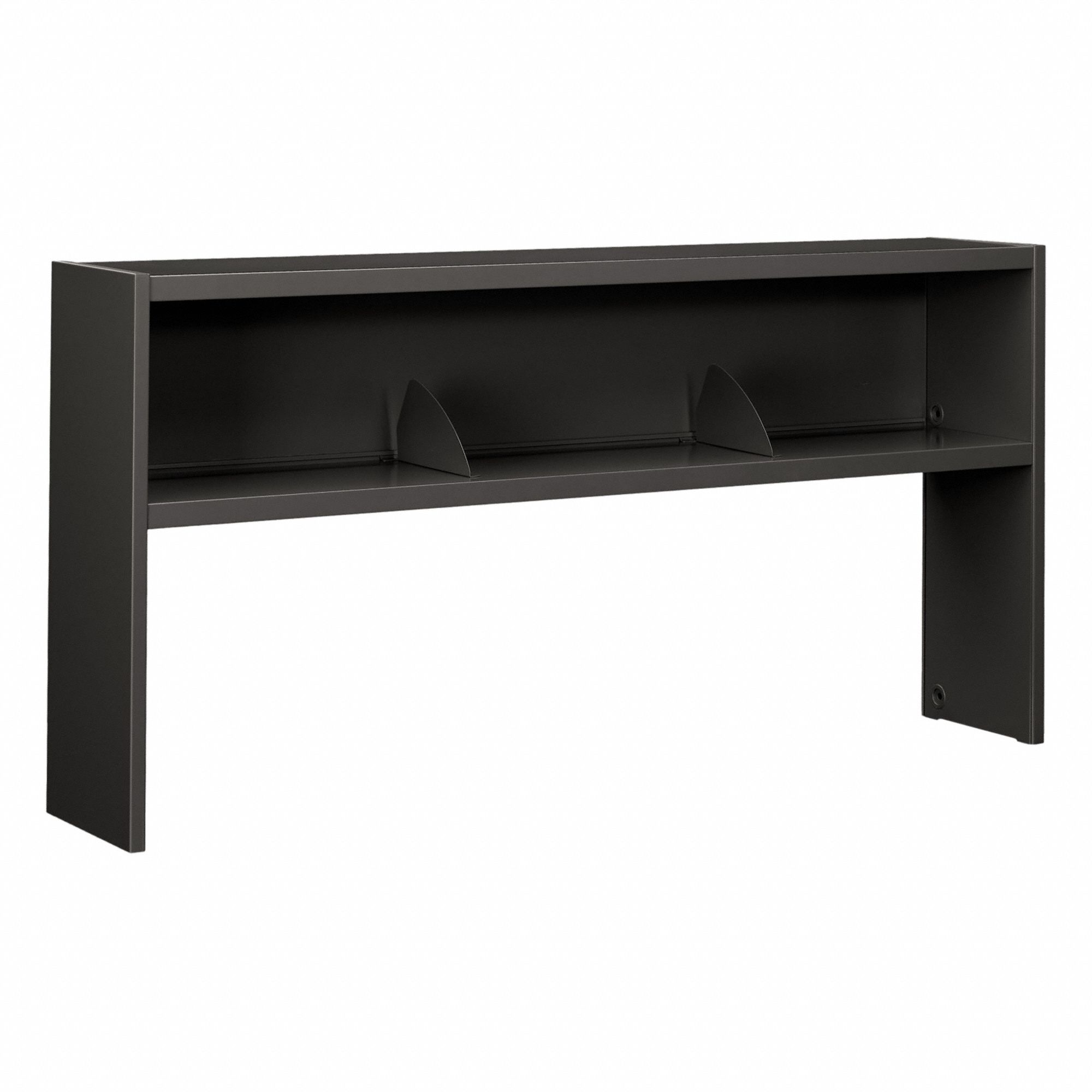 Desk Hutch: Black, 72 in Overall Wd, 34 3/4 in Overall Ht, 13 1/2 in Overall Lg