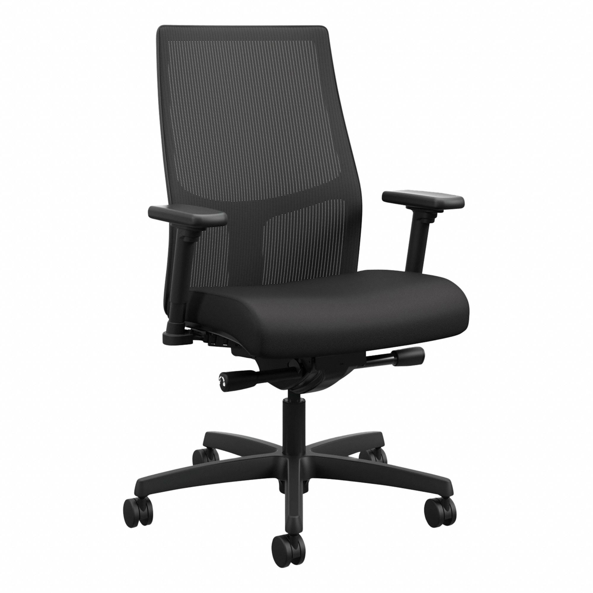 Office Chair: Ignition 2.0, Ht/Left/Right Slide, Black, Fabric & Mesh Material, 29 in Back Ht