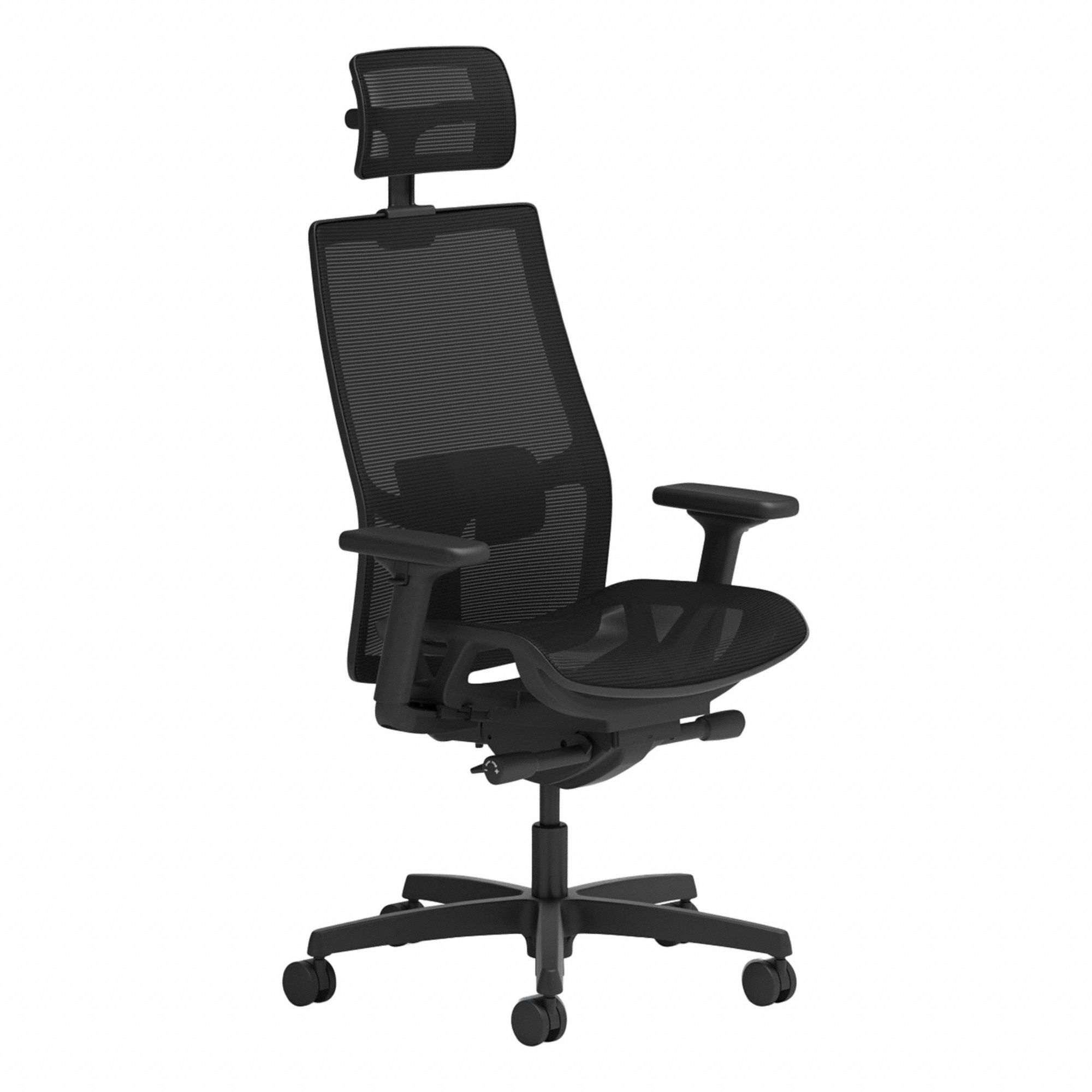 Office Chair: Ignition 2.0, Ht/Left/Right Slide, Black, Fabric & Mesh Material, 29 in Back Ht