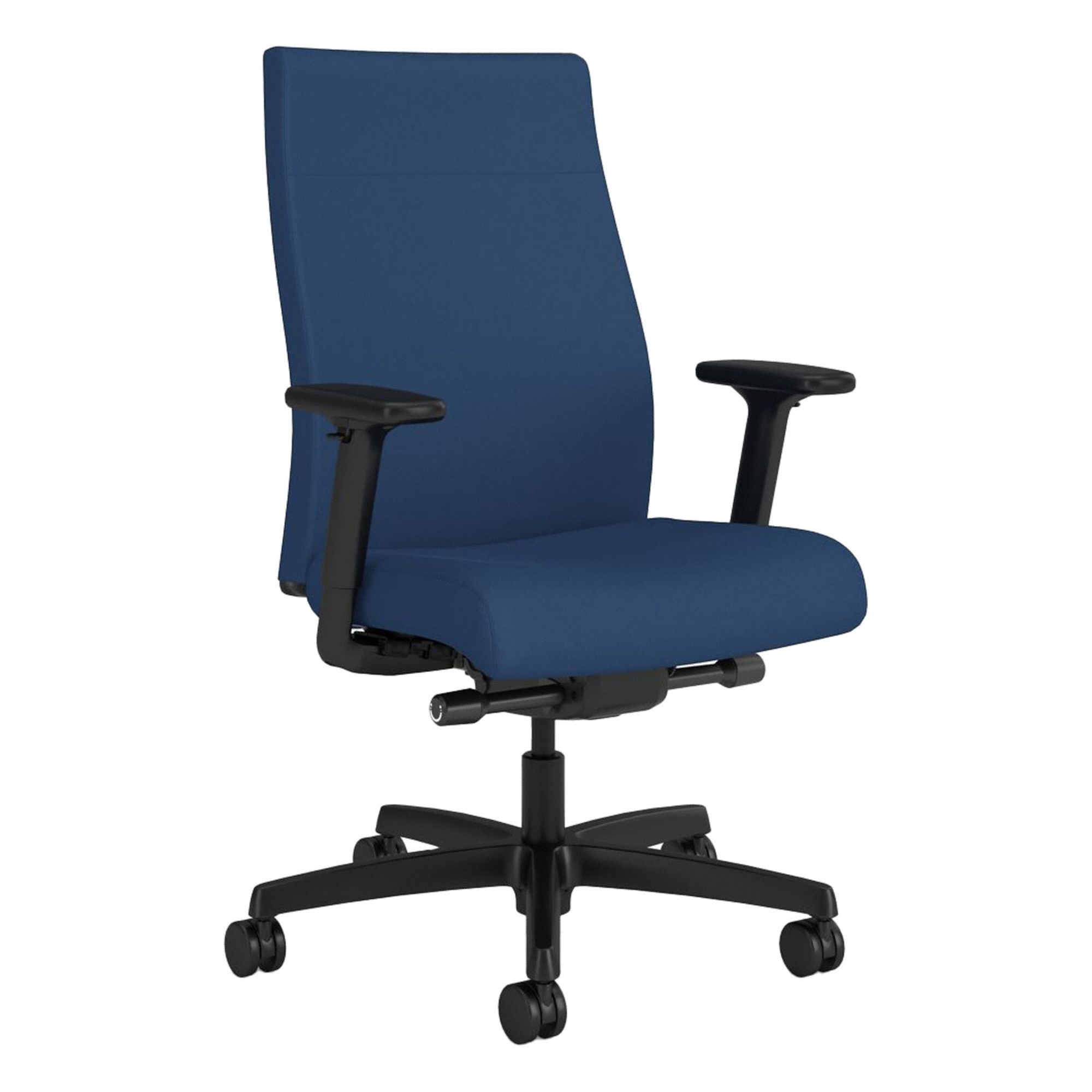 Office Chair: Ignition 2.0, Ht/Left/Right Slide, Blue, Vinyl Material, 25 in Back Ht