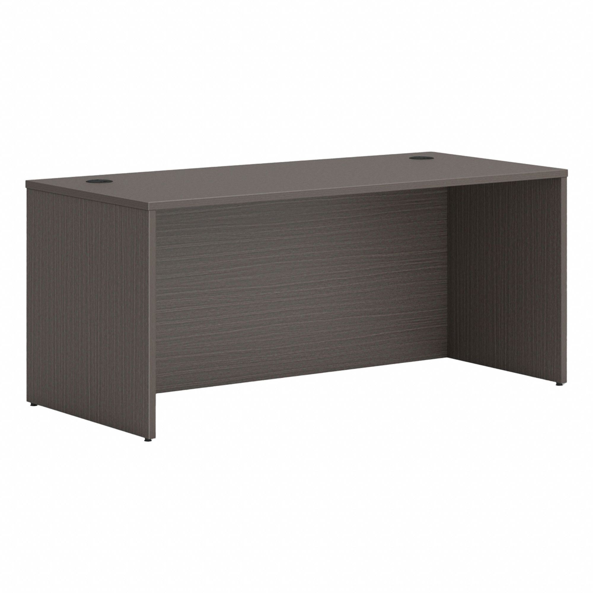 Desk Shell: Laminate, Slate Teak, 0 Pedestals, 0 Drawers, 60 in Overall Wd, 29 in Overall Ht